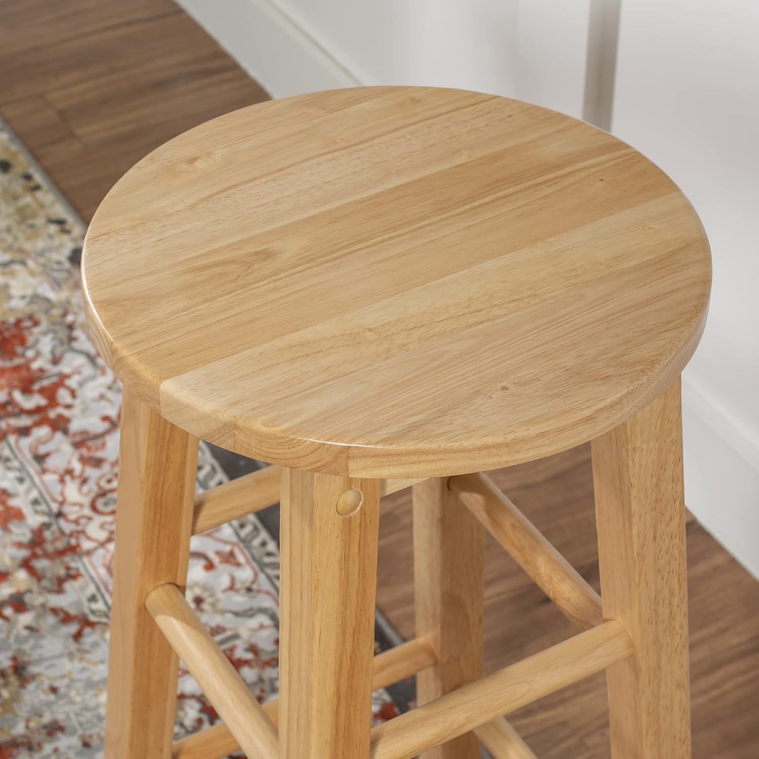 Linon Backless Wood Bar Stool, 29" Seat Height, Natural Finish