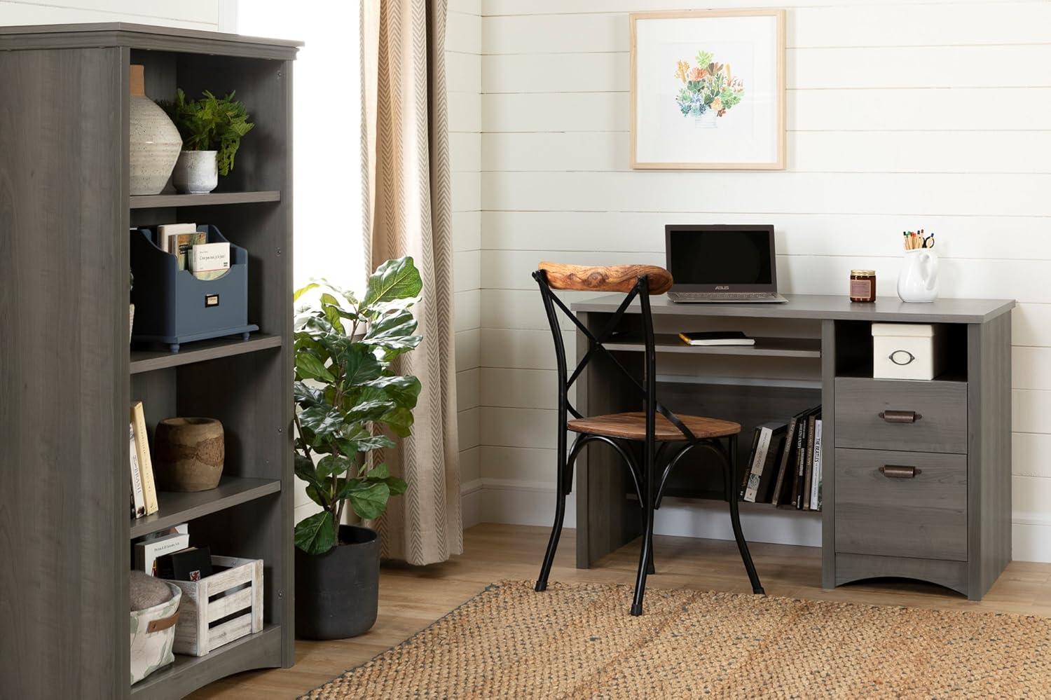 Gascony Computer Desk with Keyboard Tray Rustic Oak - South Shore: Modern Hutch Design, CPU Storage, Laminate Surface