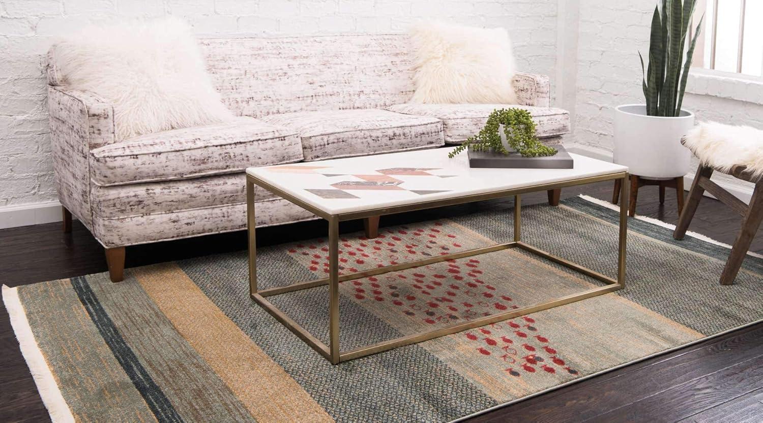 Unique Loom Fars Collection Area Rug - Jordan (5' 1" x 8' Rectangle Blue/Light Blue)