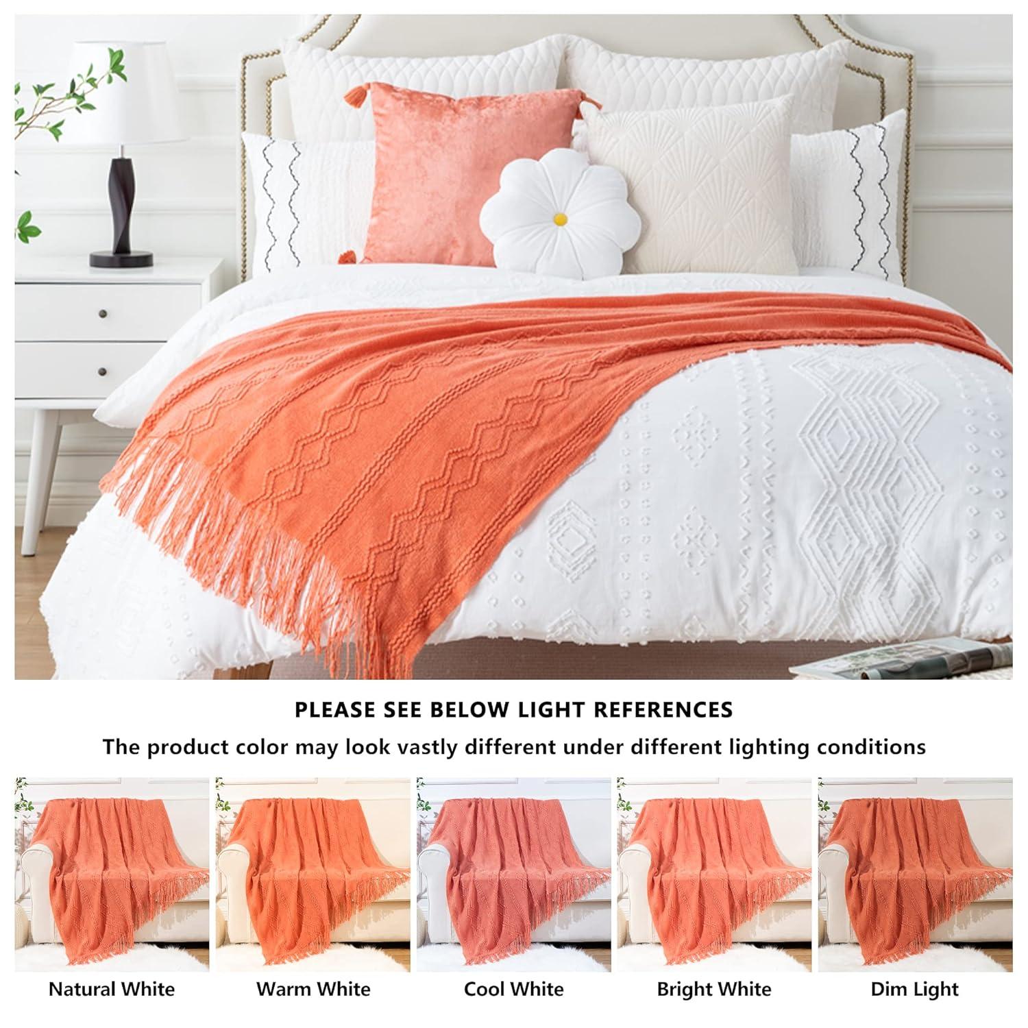 Battilo Home Throw Blanket for Couch, Textured Soft Throw Blankets, Decorative Knitted Blanket for Home Living Room Decor, 50"x60"