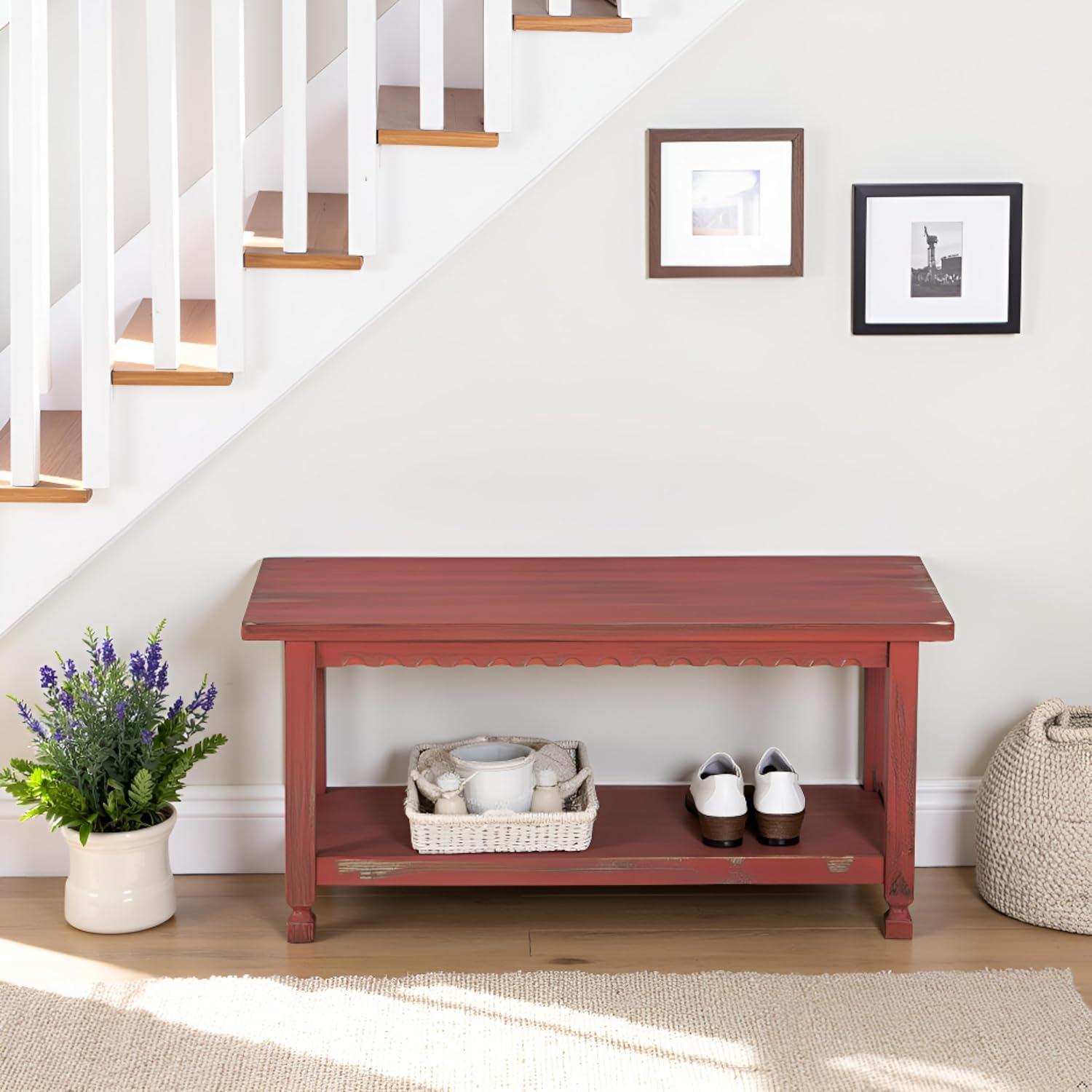 Country Cottage Bench, Red Antique