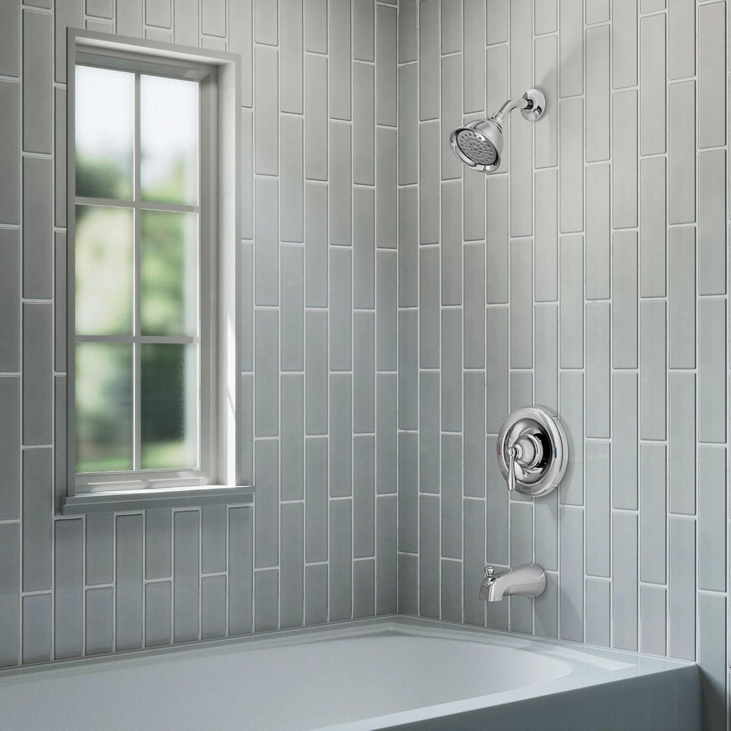 Chrome Wall Mounted Tub and Shower Faucet Set