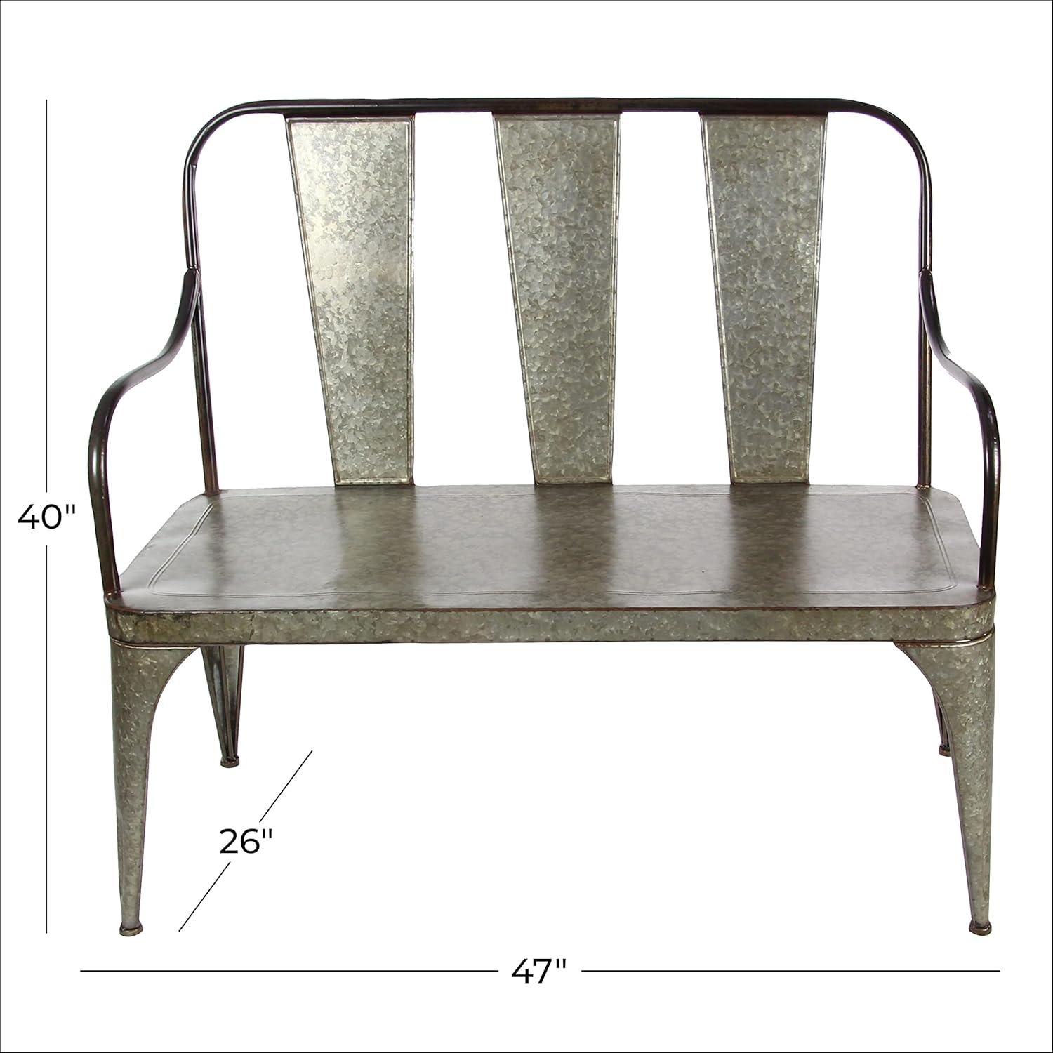 Metal Garden Bench - Olivia & May: Fade-Resistant, 2-Seater, Non-Upholstered, 40" Height