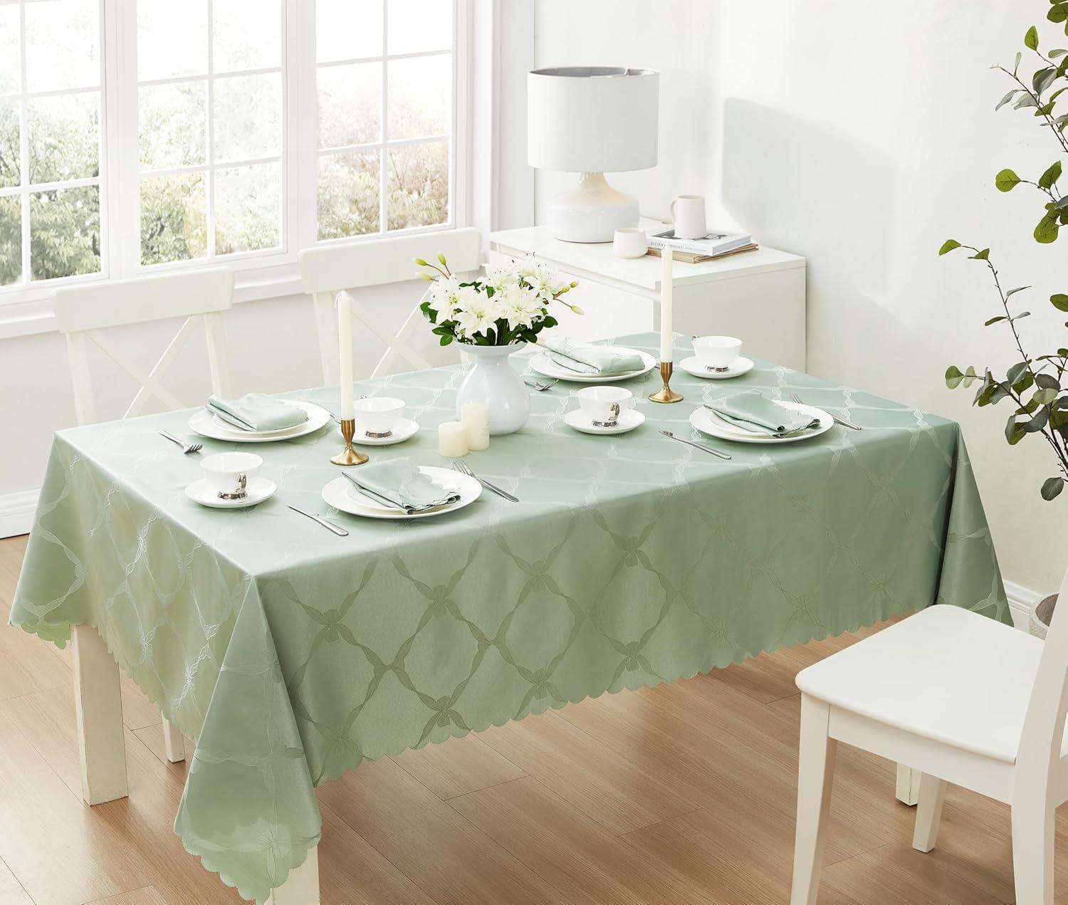 Newbridge Sage Green Ribbons and Bows Damask Set of 4 Fabric Napkins for Party