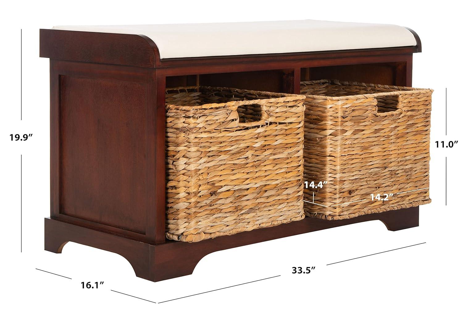 Freddy Wicker Storage Bench - Cherry - Safavieh