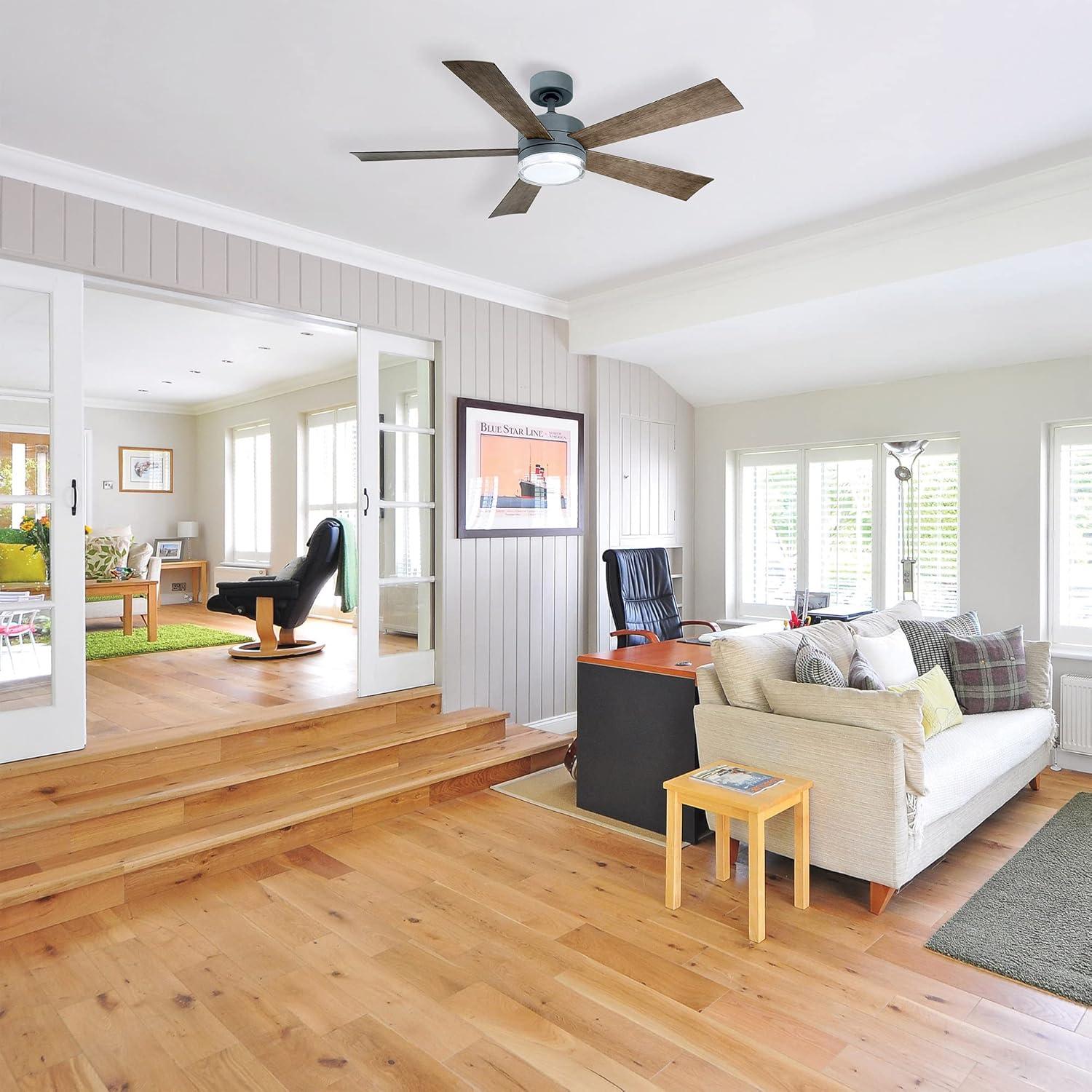 Wynd 5 - Blade Outdoor /Indoor Smart Ceiling Fan with Remote Control and LED Light Kit Included