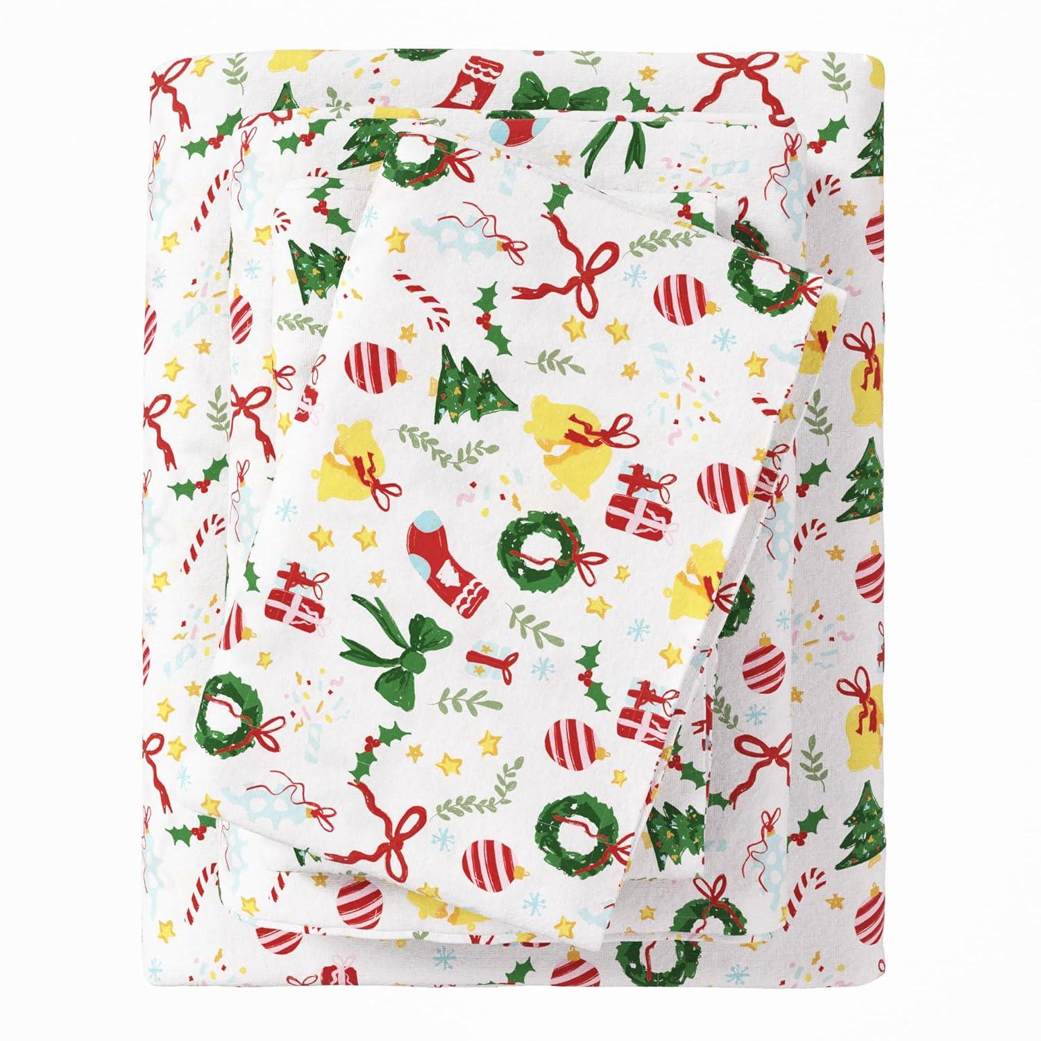 FreshFolds 100% Turkish Cotton Holiday Printed Flannel Sheet Set