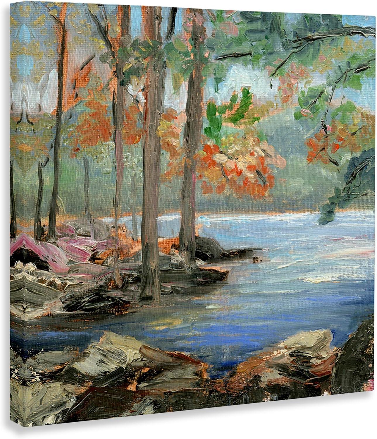 Stupell Woodland Creek Looming Trees Landscape Painting Gallery Wrapped Canvas Print Wall Art