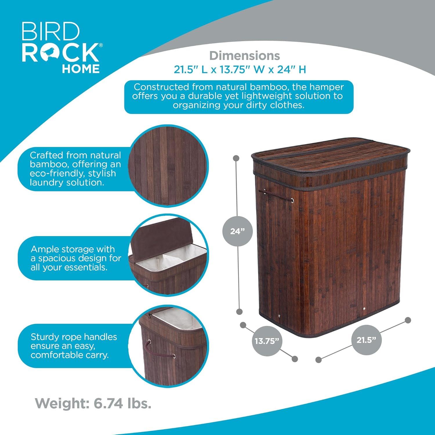 BirdRock Home Bamboo Laundry Sorter with Handles