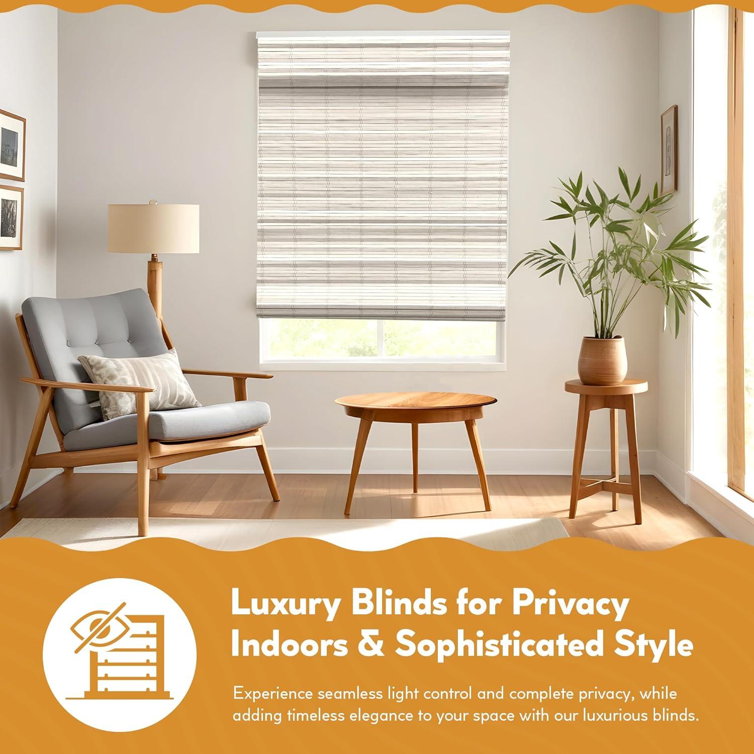 Radiance Brooklyn 23-in Cordless White Distressed Bamboo Roman Shade