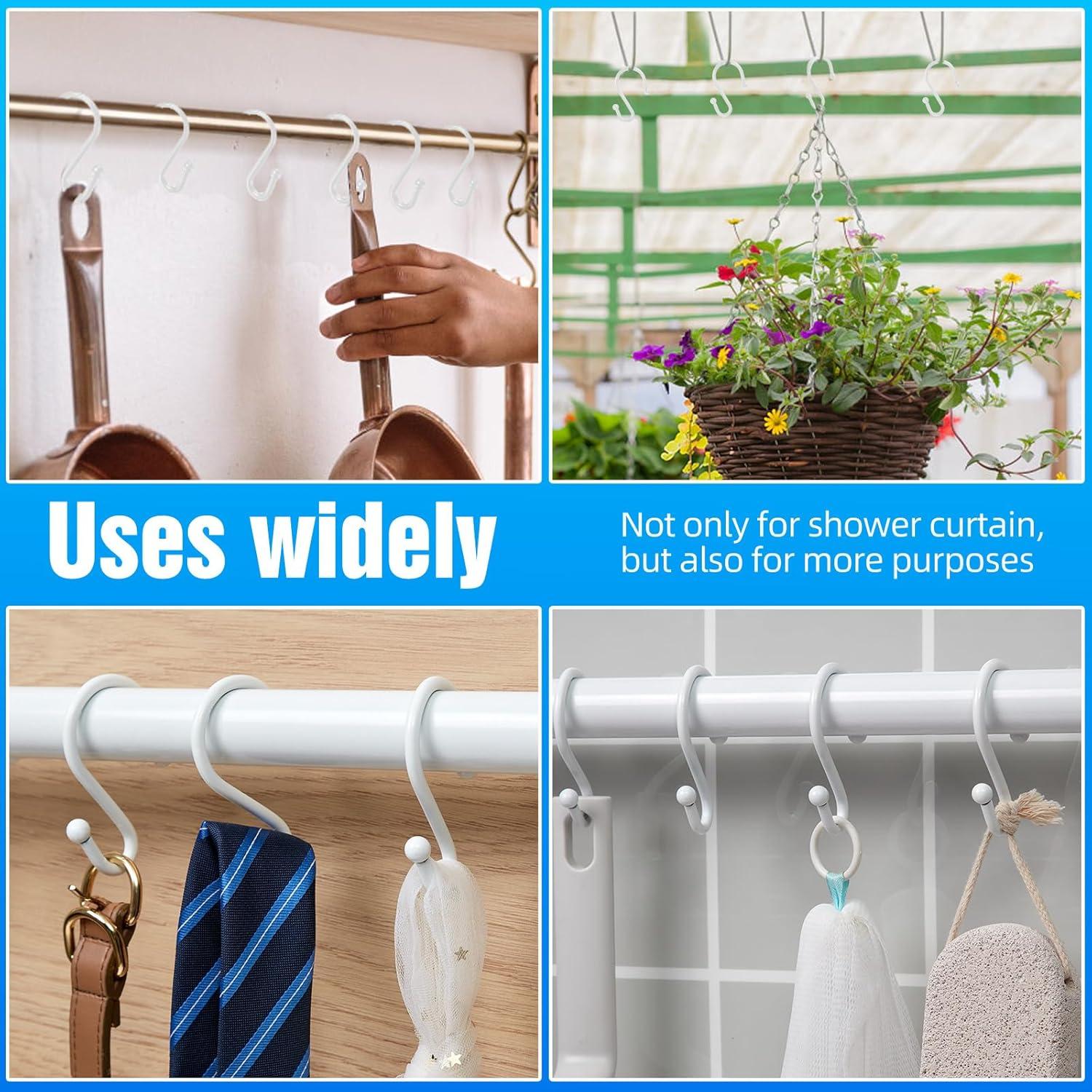 Washranp 12Pcs Shower Curtain Hooks,Rustproof Oil-Rubbed Zinc Alloy Elegant Oval Design Shower Curtain Rings for Home