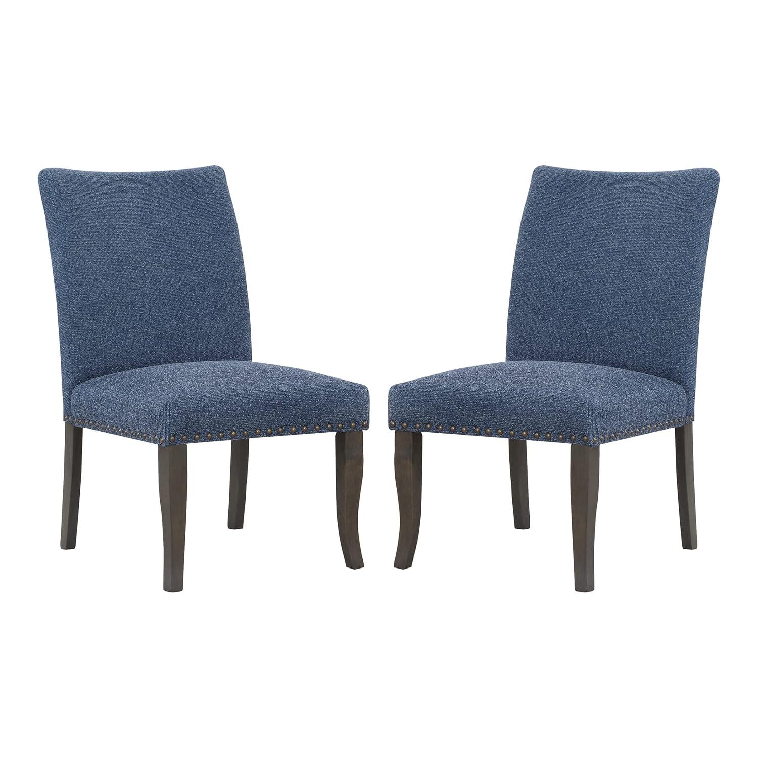 Hamilton Dining Chair 2-Pack with Gray Washed Legs in Atlantic Blue Fabric