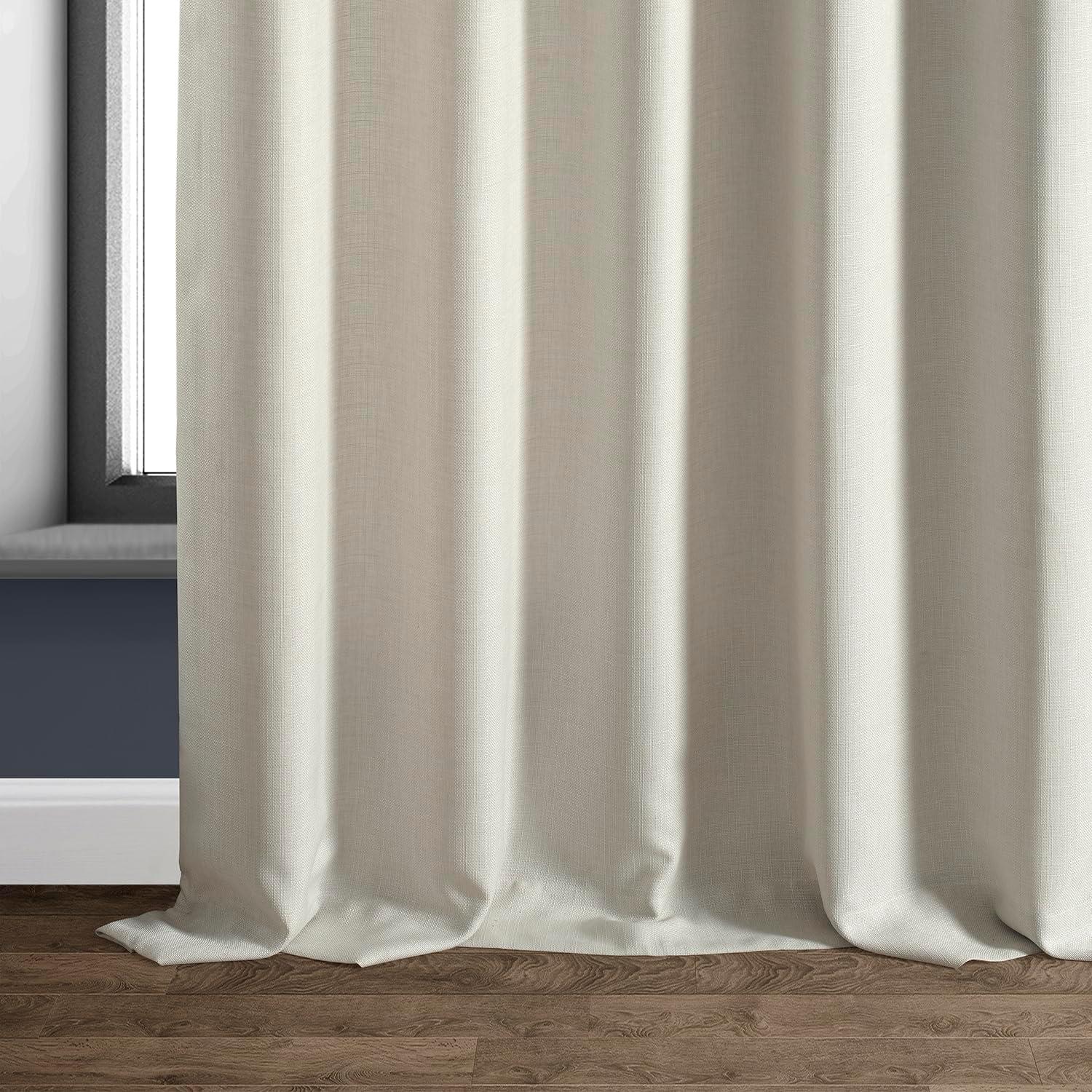 Half Price Drapes Parchment Cream Faux Linen Room Darkening Curtains for Bedroom(1 Panel),50W X 108L