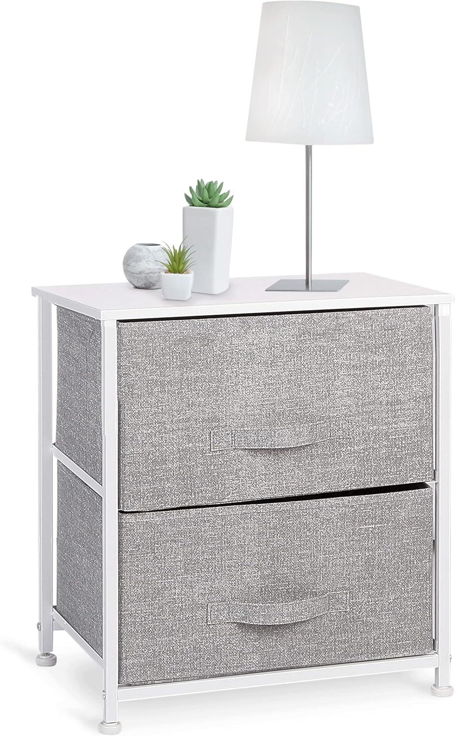 Bigroof Dresser Storage Organizer, Fabric Drawers Closet of Drawers Storage Unit for Bedroom Steel Frame Wood Top(Light Gray-7 Drawers)