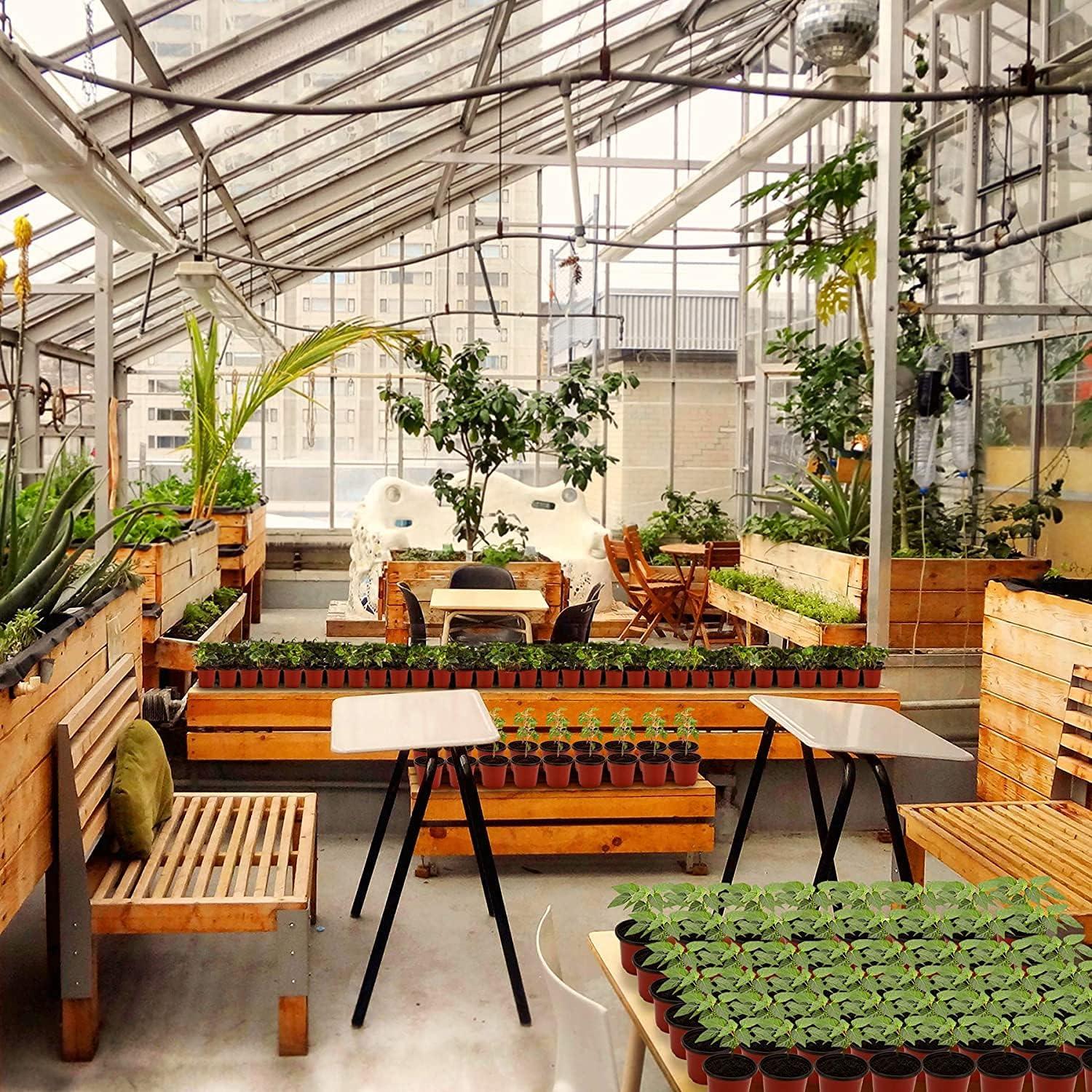 MIXC Plant Nursery Pots with Humidity Dome 4" Soft Transparent Plastic Gardening Pot Planting Containers Cups Planter Small Starter Seed Starting Trays for Seedling with 10pcs Plant Labels，30 Sets