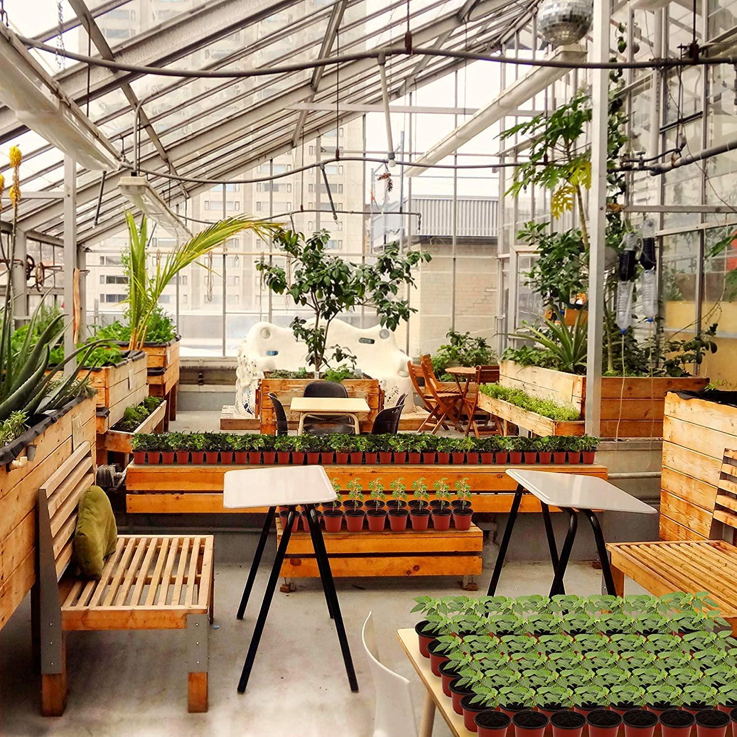 MIXC Plant Nursery Pots with Humidity Dome 4" Soft Transparent Plastic Gardening Pot Planting Containers Cups Planter Small Starter Seed Starting Trays for Seedling with 10pcs Plant Labels，30 Sets