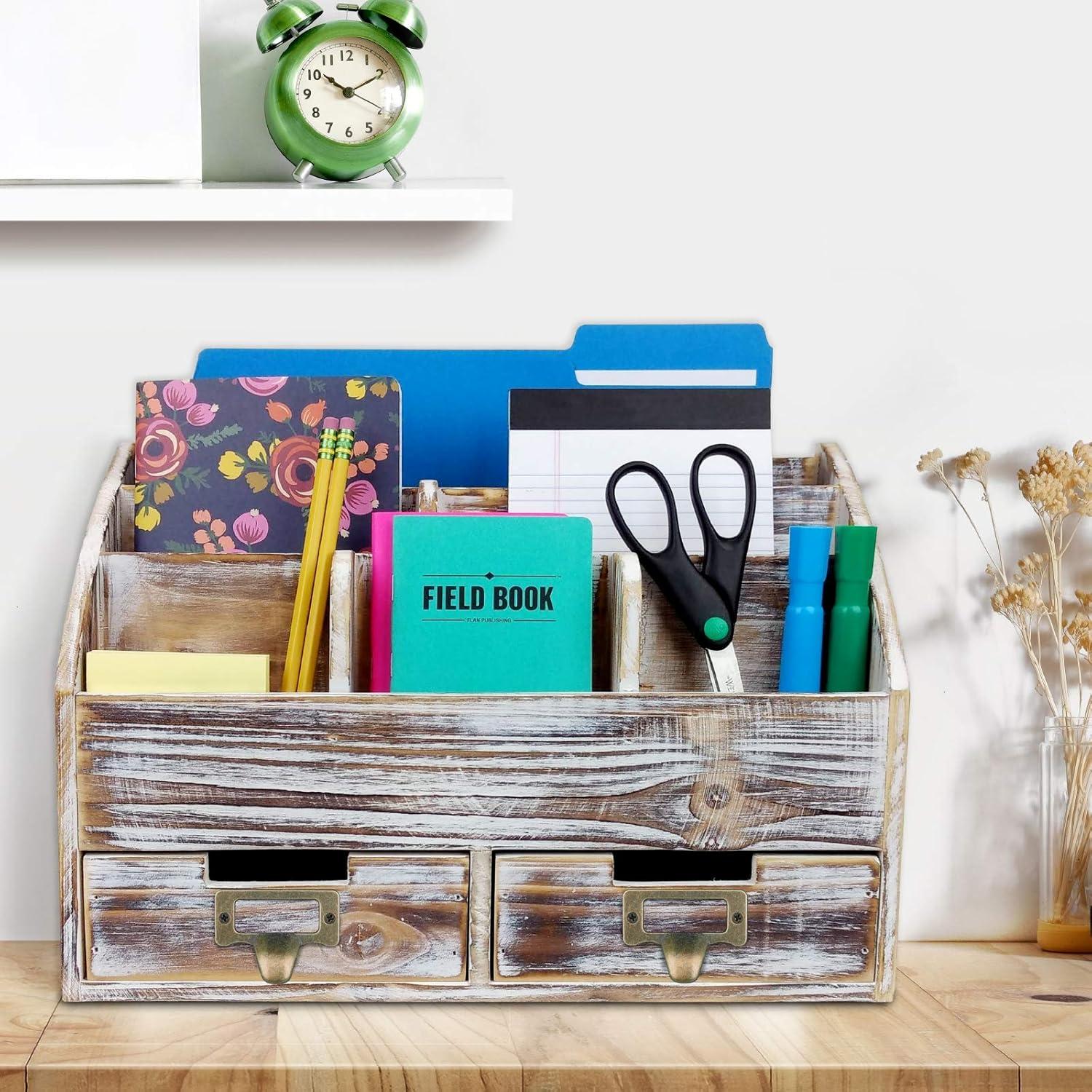 Wood Stackable Desk Organizer