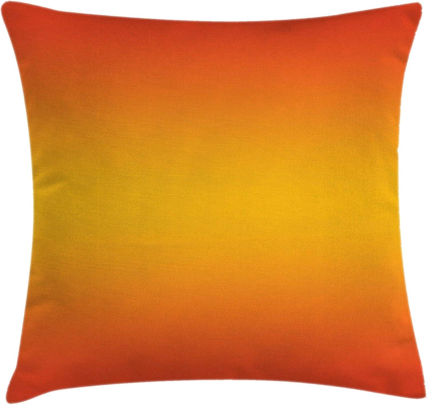 18" Orange Yellow Ombre Polyester Throw Pillow