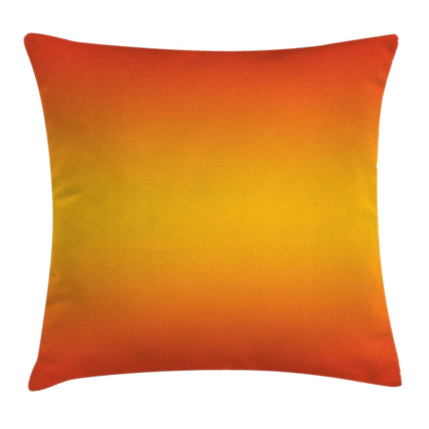 Ombre Throw Pillow Cushion Cover, Tropical Sunset Inspired Summer Themed Design Artistic Modern Room Decorations, Decorative Square Accent Pillow Case, 18 X 18 Inches, Orange Yellow, by Ambesonne