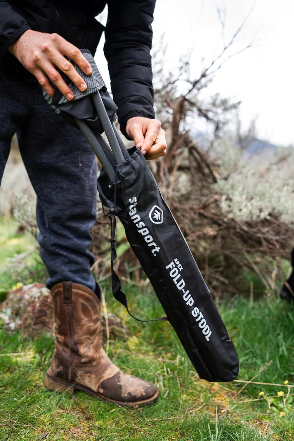 Stansport Apex Fold-up Stool Black Steel Polyester Camping Adult