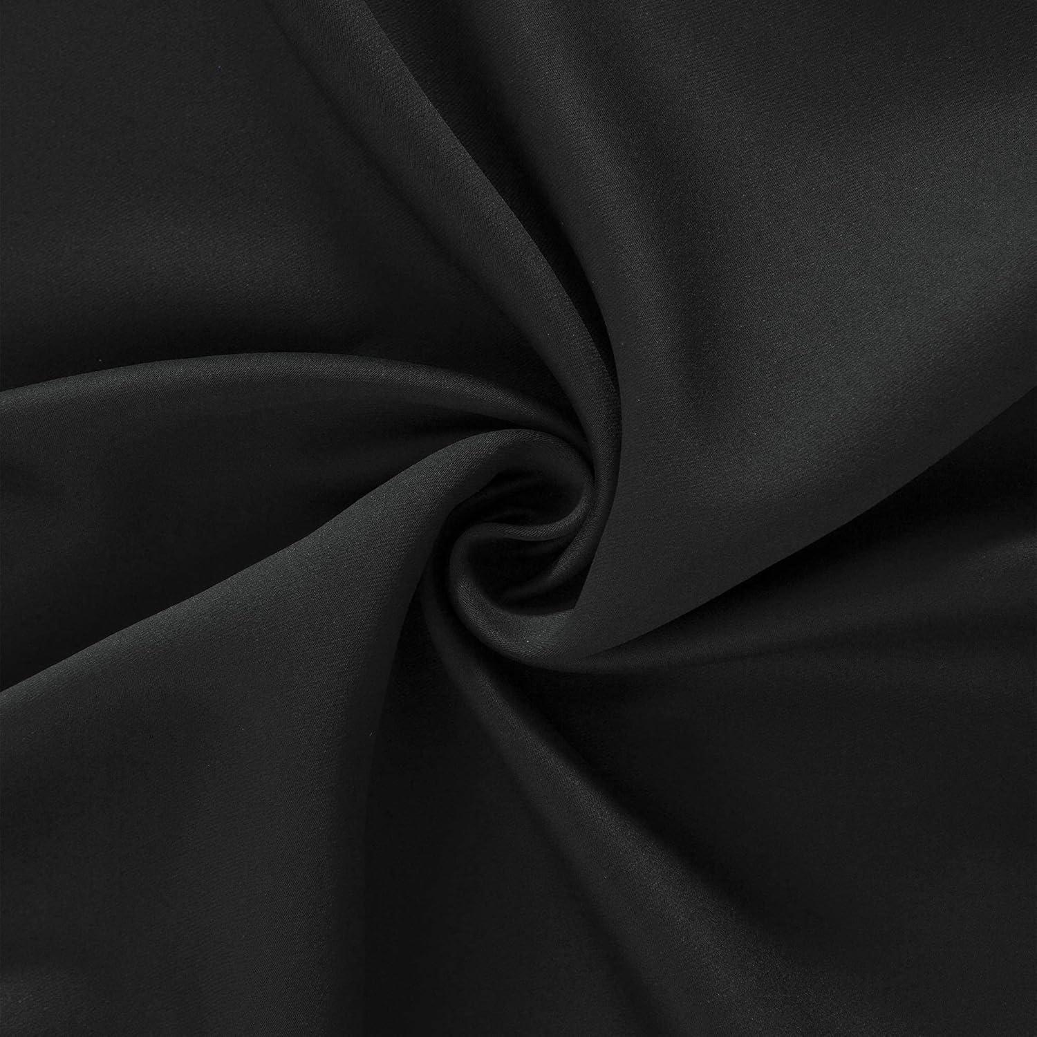 Coodeto Short Blackout Curtains Black, Set of 2, W52 x L63 - Blackout Curtains for Kitchen and Kids Bedroom