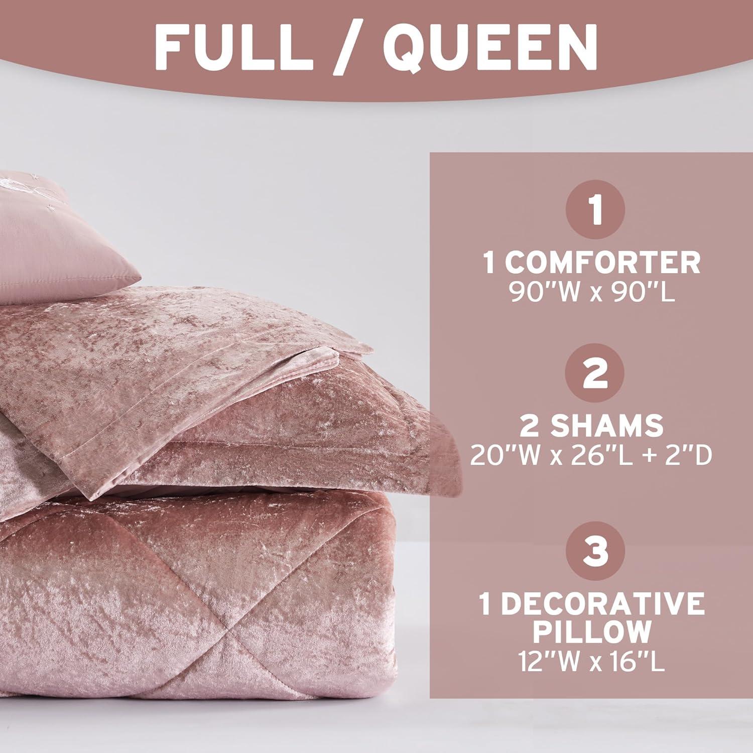Intelligent Design Felicia Crushed Velvet Comforter Set with Throw Pillow