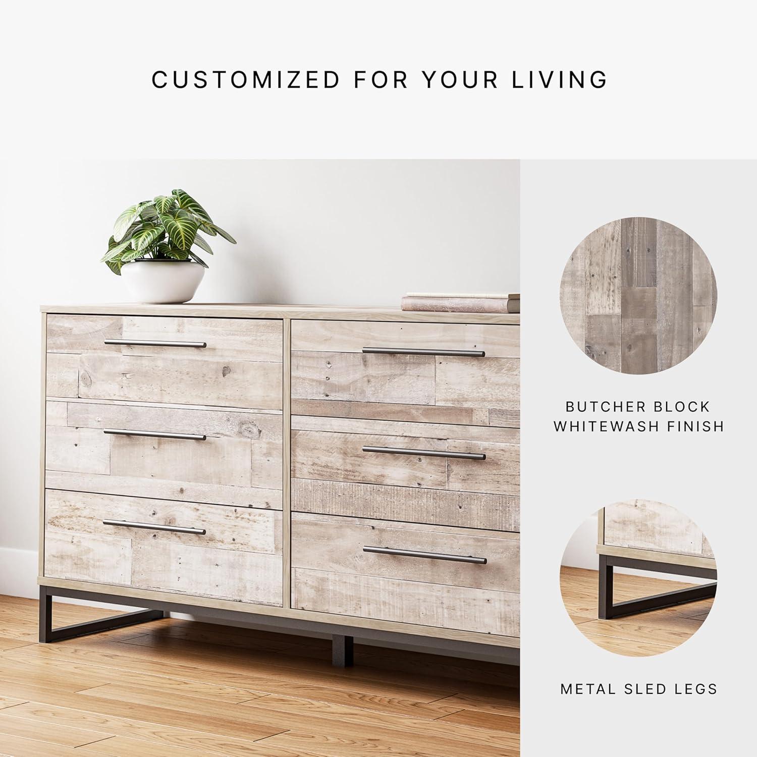 Signature Design by Ashley Casual Neilsville 6 Drawer Dresser, Whitewash