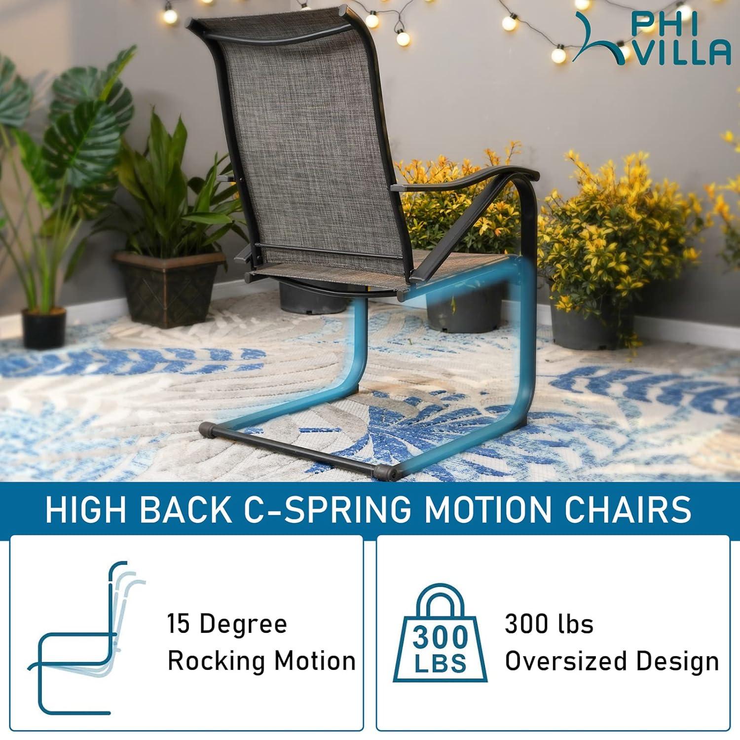 Gray Textilene Fabric High Back Outdoor Dining Chairs with Steel Frame