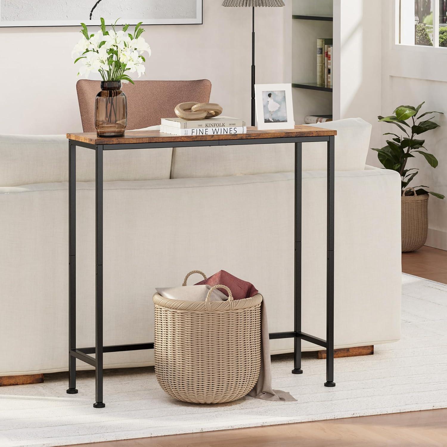 Narrow Console Table, 29.5" Small Entryway Table, Thin EntranceTable, Sofa Table, Behind Couch Table, DisplayTable, for Hallway, Bedroom, Living Room, Foyer, Corridor, Office, Rustic Brown
