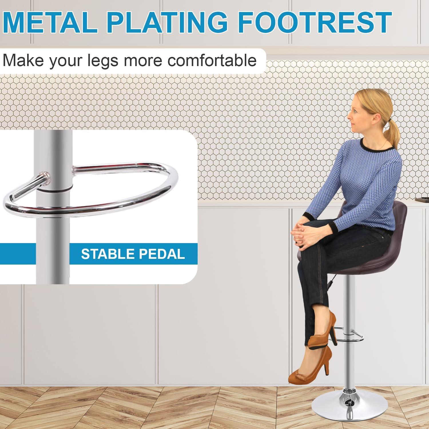 MarketLane Bar Stools Set of 2,Modern PU Leather,Armless with Backrest Swivel Bar Stools,Height Adjustable Swivel Barstool Hydraulic Island Bar Stools Armless Kitchen Counter Bar Chairs,Black