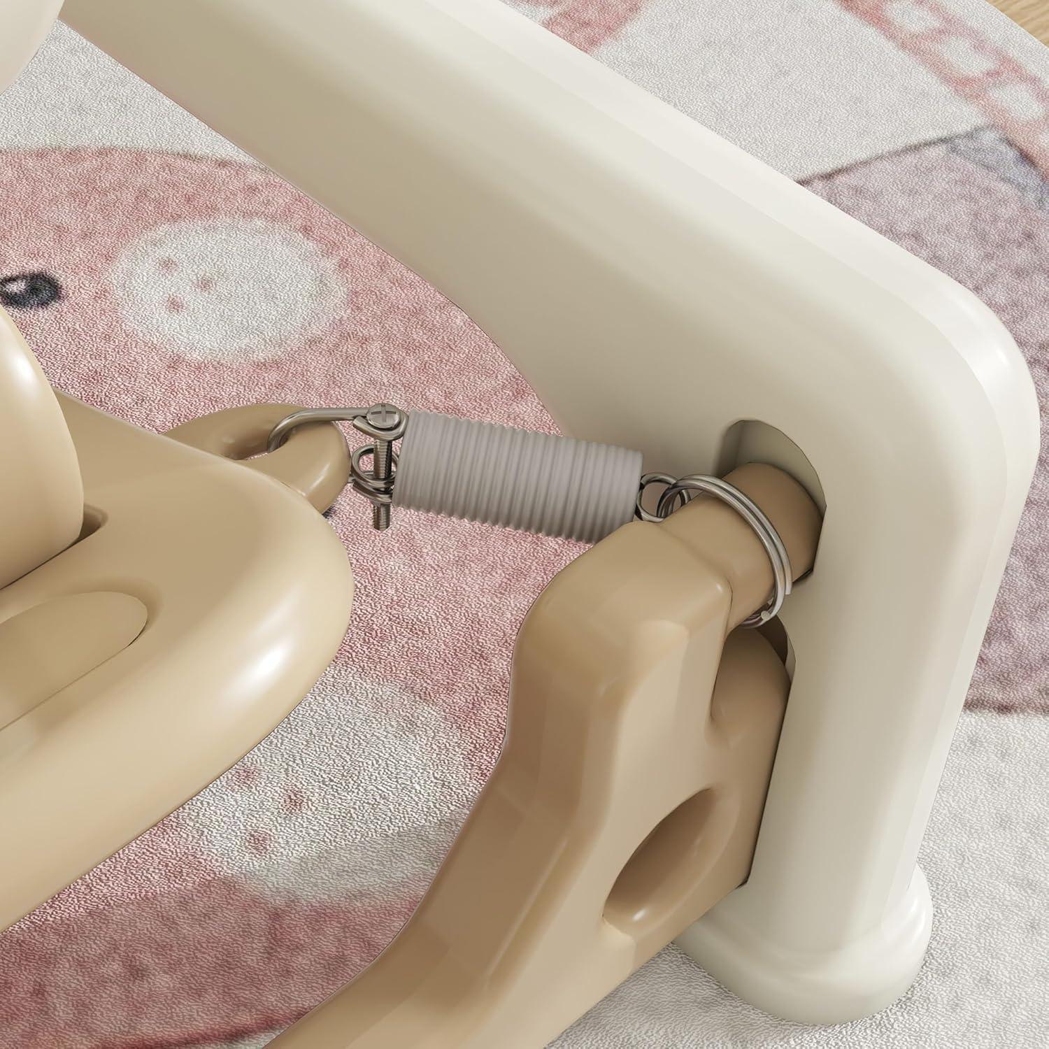 Qaba 5 in 1 Rocking Horse for Toddlers Years 1-6, Kids Spring Ride on Horse Balance Bike with Detachable Balance Board, Push Handle & Footrest for Baby Boys and Girls, Cream White