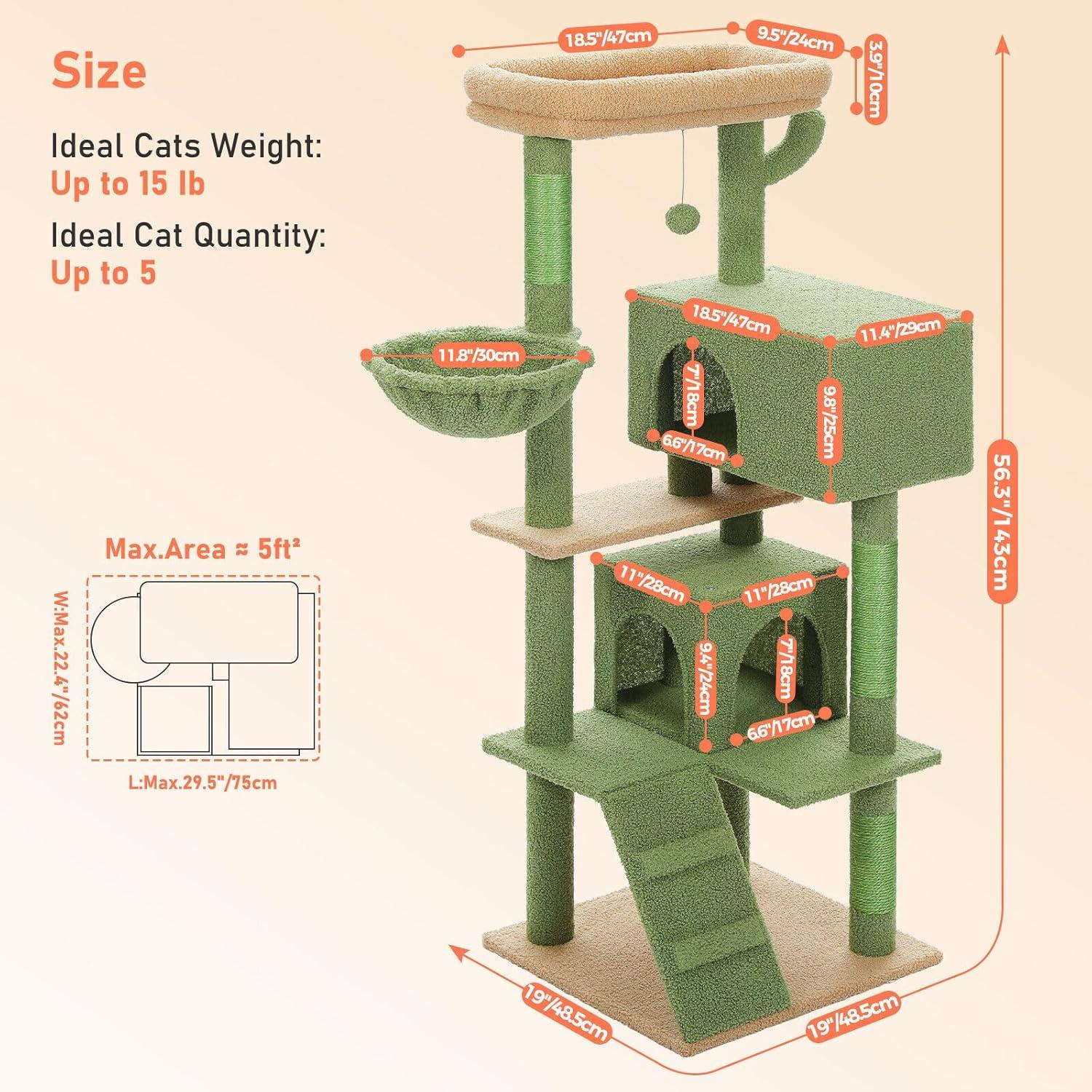 71" Indoor Tall Large Cat Tree Multi-Level Cat House With 2 Big Condo Pad Bed, Cozy Hammock And Scratching Posts
