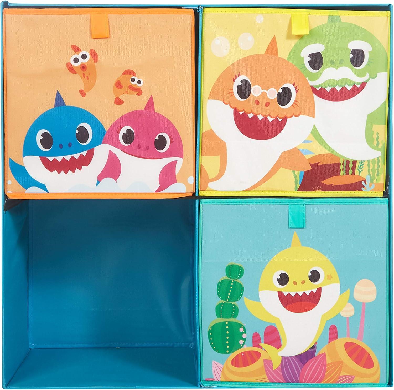 Baby Shark Multicolor Kids Storage Cubby with 3 Collapsible Cubes