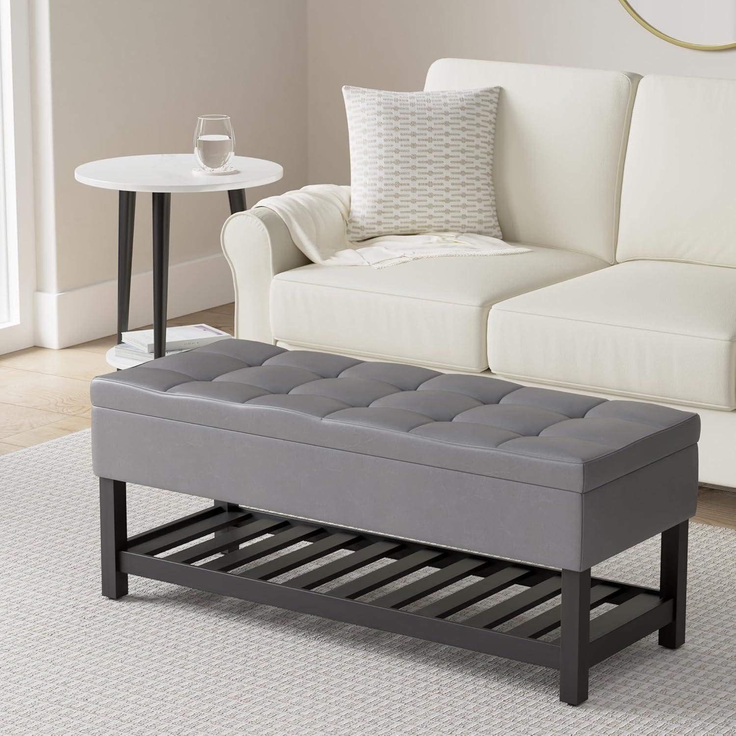 Cosmopolitan Faux Leather Upholstered Storage Bench