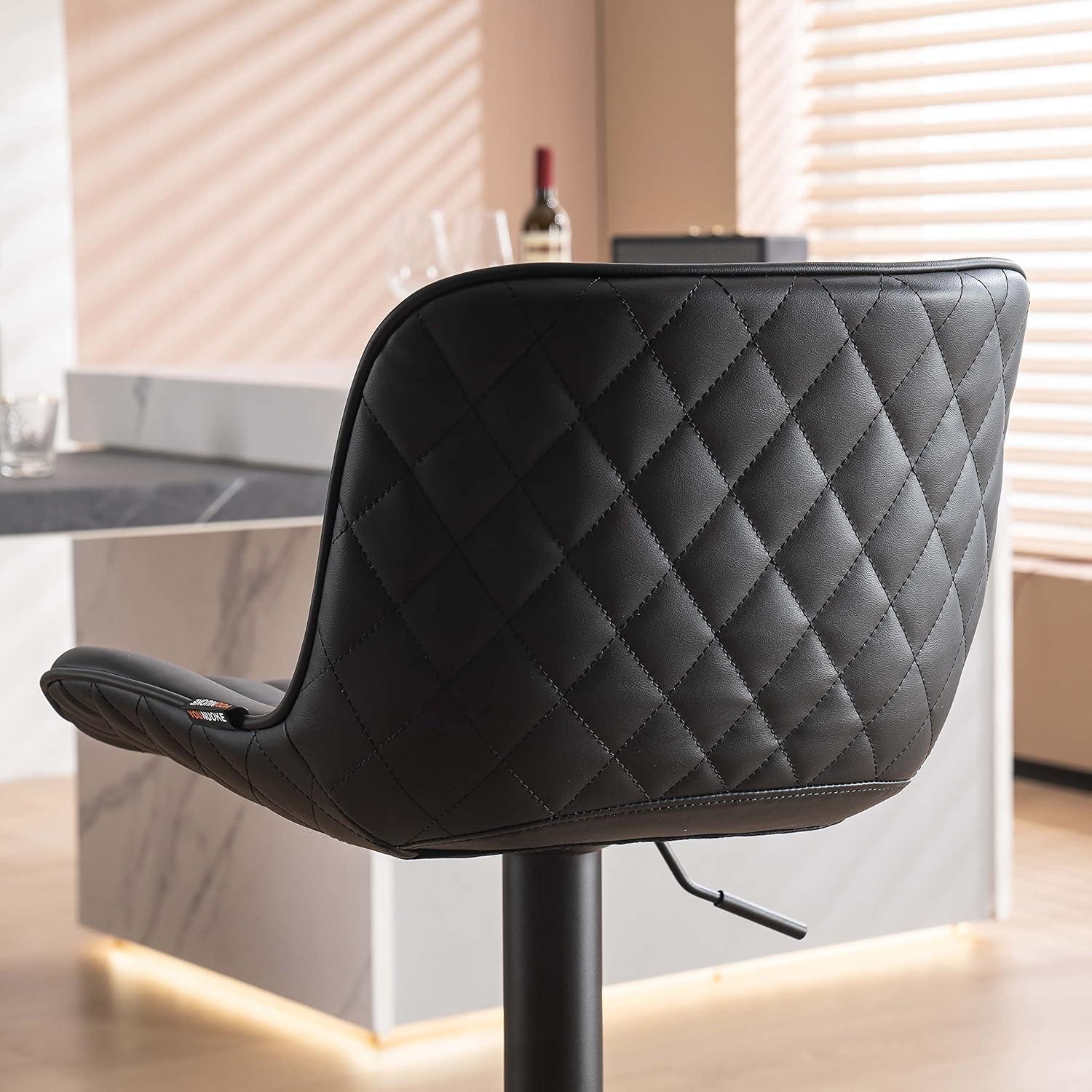 Zager Swivel Adjustable Height Bar Stools, Leather Upholstered Counter Stools, Modern Pub Stool