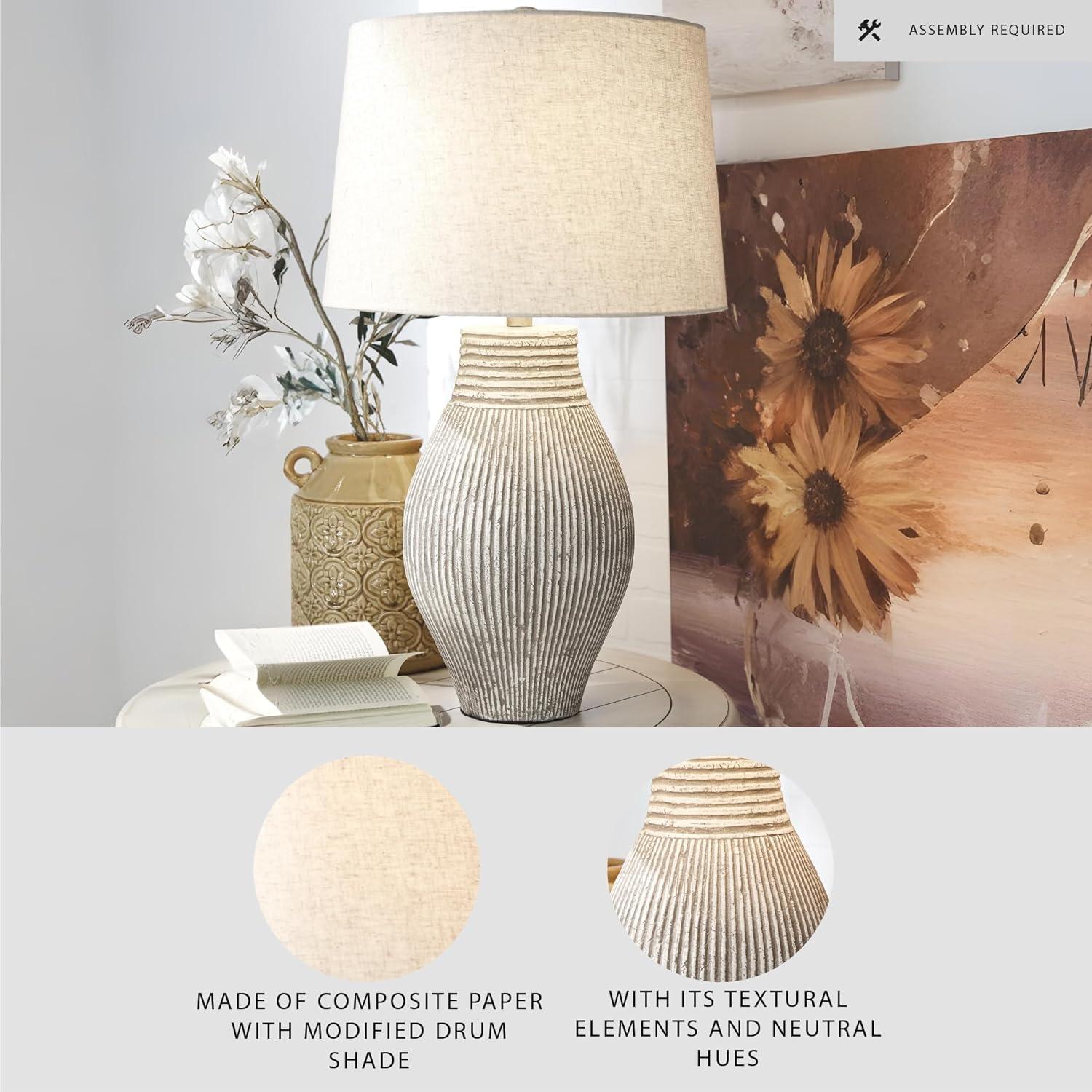 Layal Table Lamp Beige: 3-Way Switch, Textured Base, UL Listed - Signature Design by Ashley