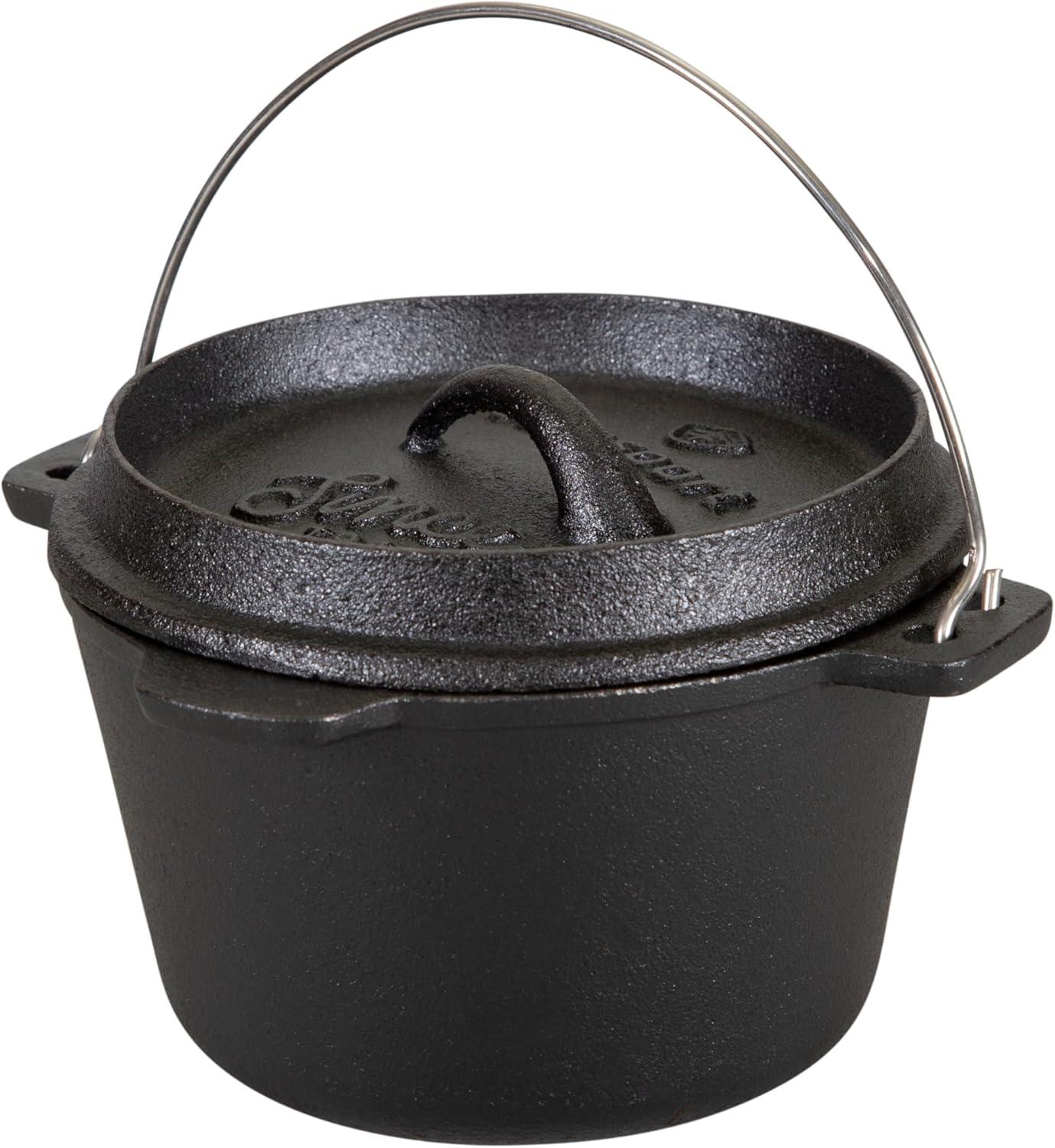 Stansport Preseasoned Cast Iron Flat Bottom Dutch Oven