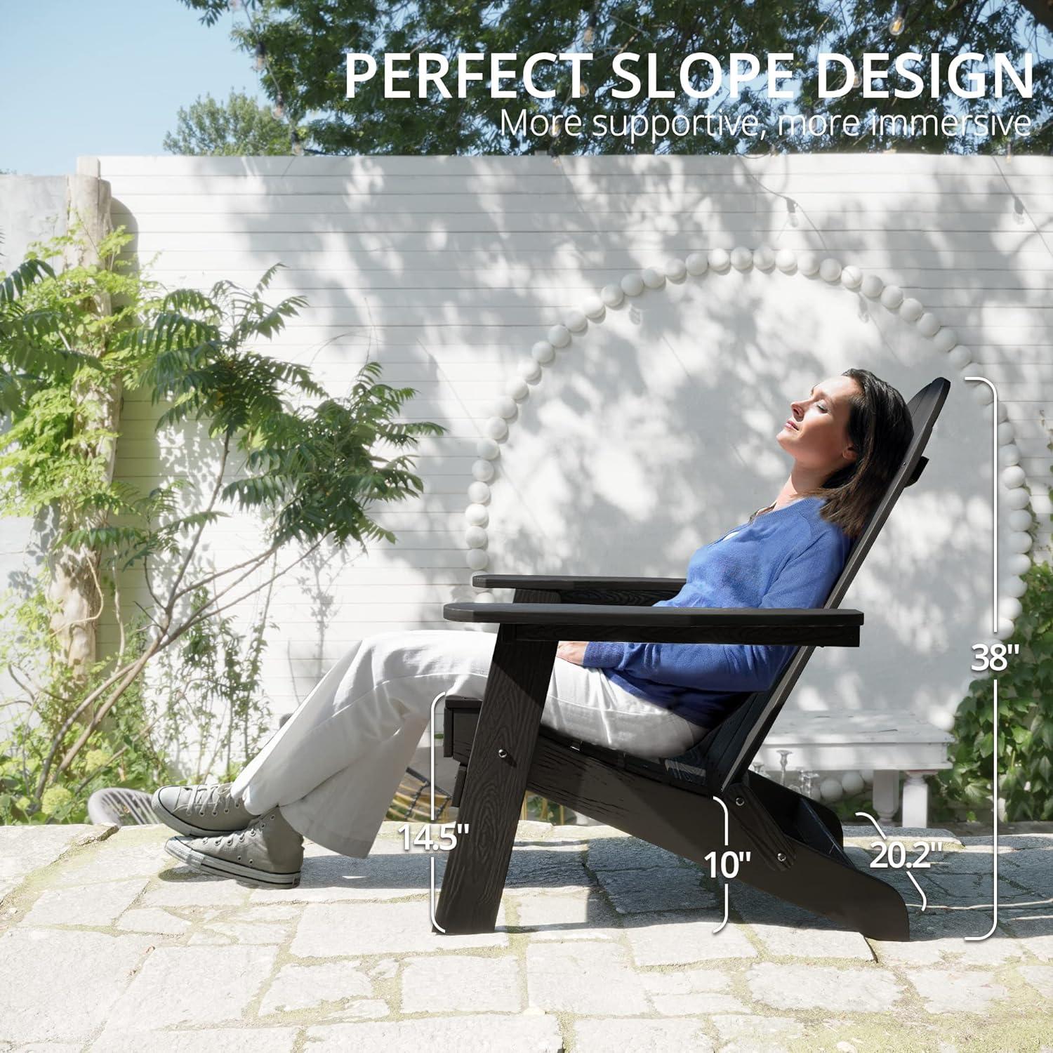Emerico A Set Of 4 Adirondack Chairs, Foldable Poly Adirondack Chairs, Modern Plastic Adirondack Fire Pit Chairs, Suitable For Terraces, Porches, Decks, Swimming Pools, Gardens, And Backyards