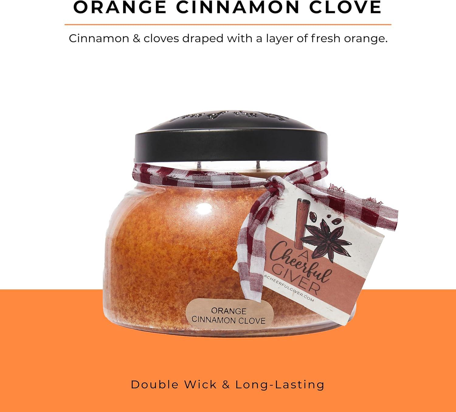 Orange Cinnamon Clove Scented Jar Candle with Black Lid