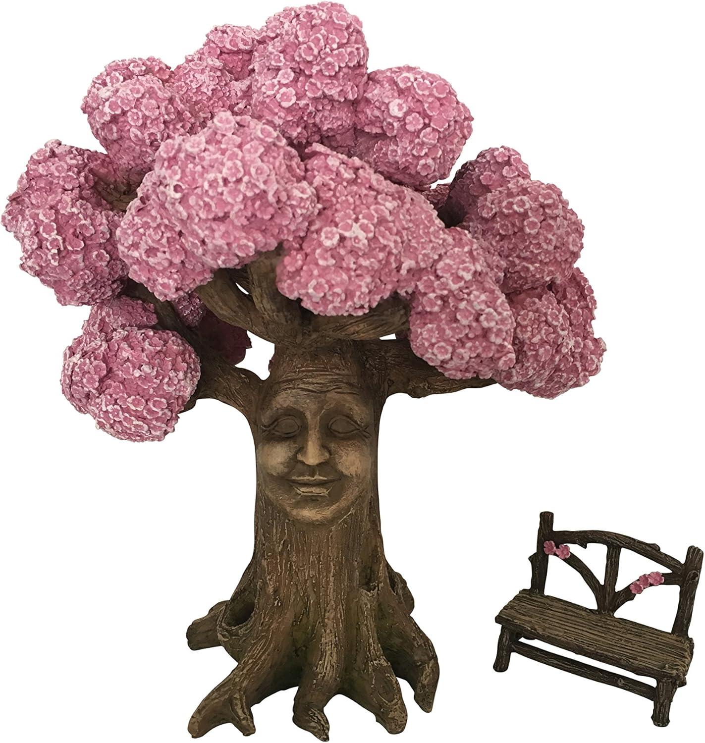 Ethan’s Magical Tree with a Matching Fairy Bench for the Enchanted Fairy Garden (9 Inch Tall) - A Fairy Garden Accessory by GlitZGlam