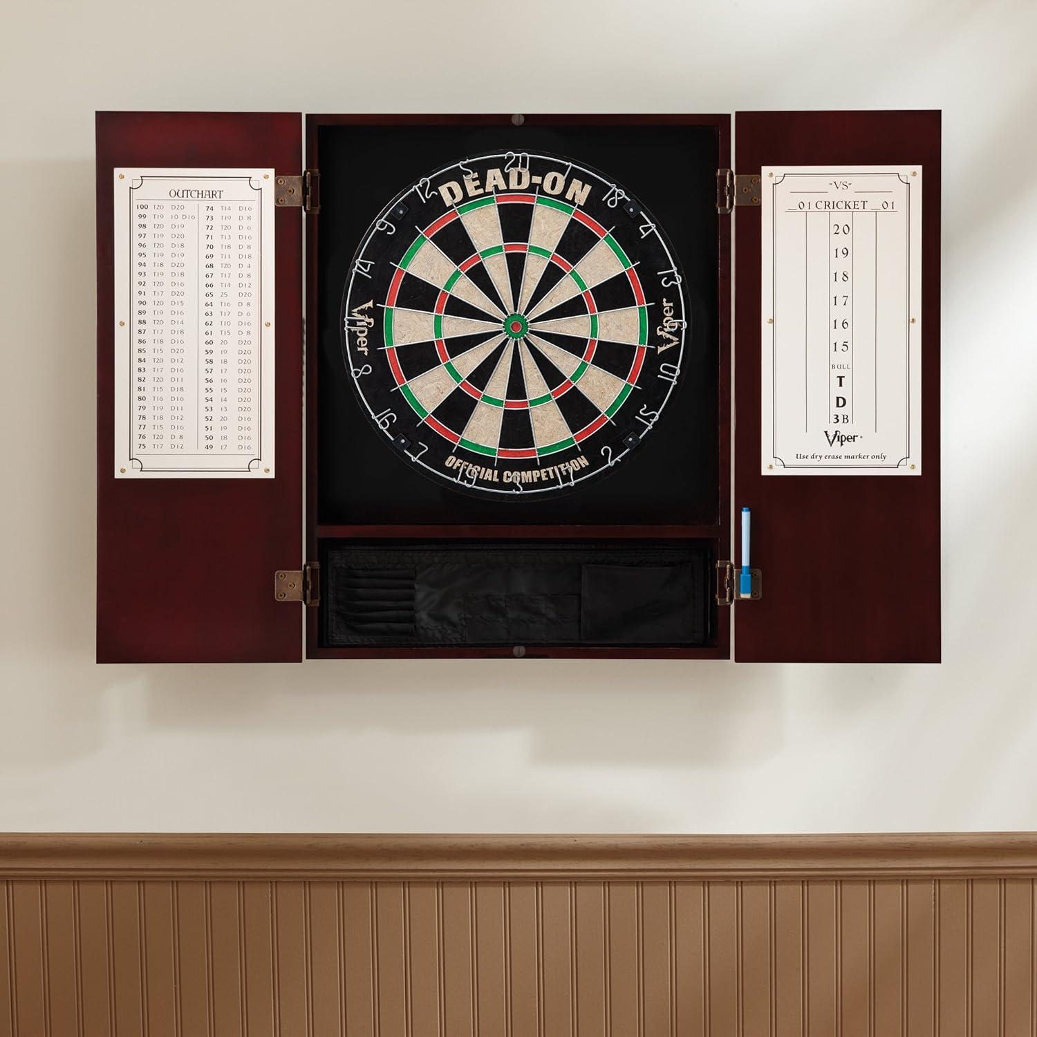 Viper Metropolitan Sisal Fiber Bristle Dartboard and Cabinet Set with Darts