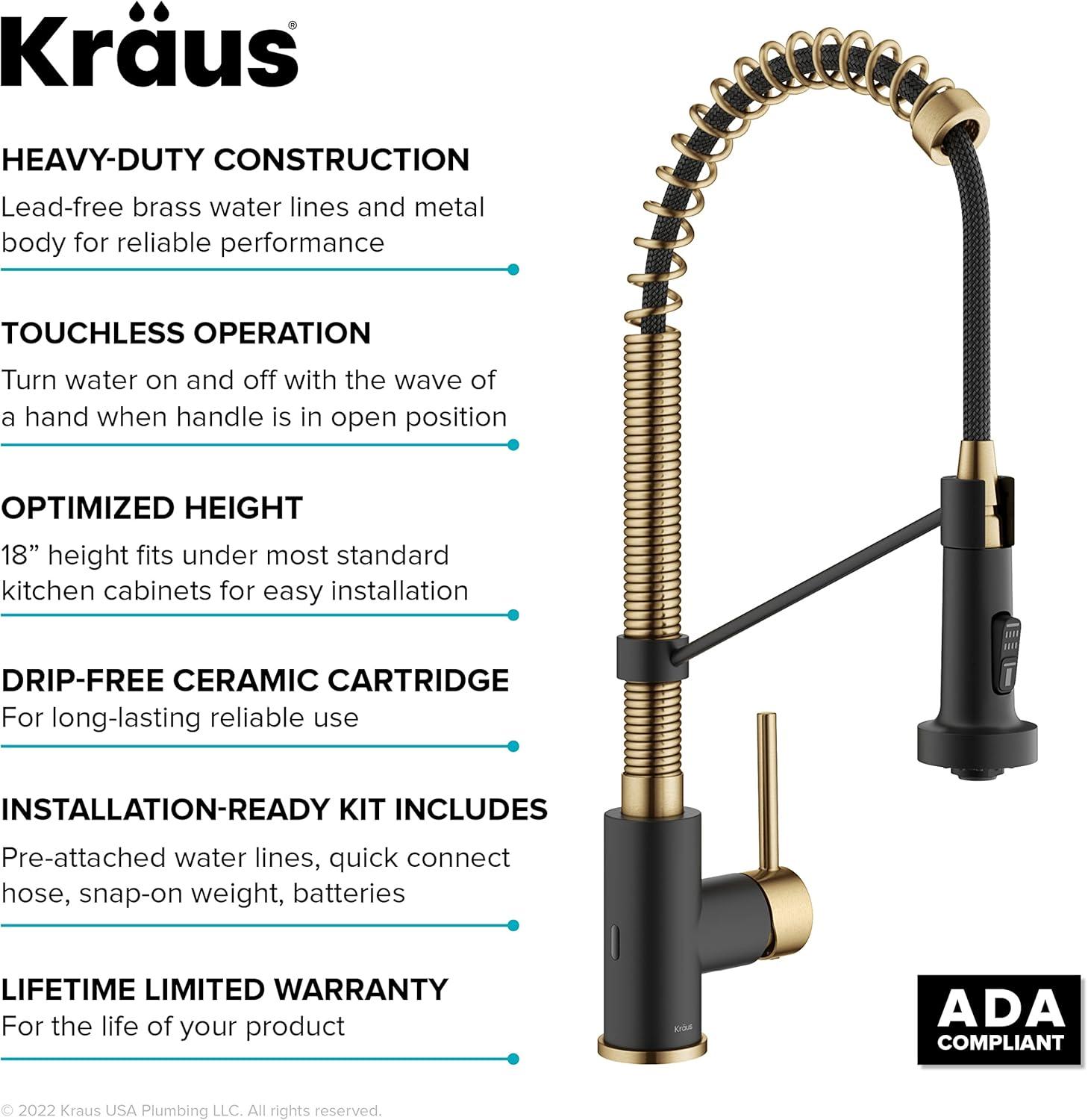 Kraus Bolden Touchless Sensor Commercial Style 2-Function Single Handle Pull-Down Kitchen Faucet