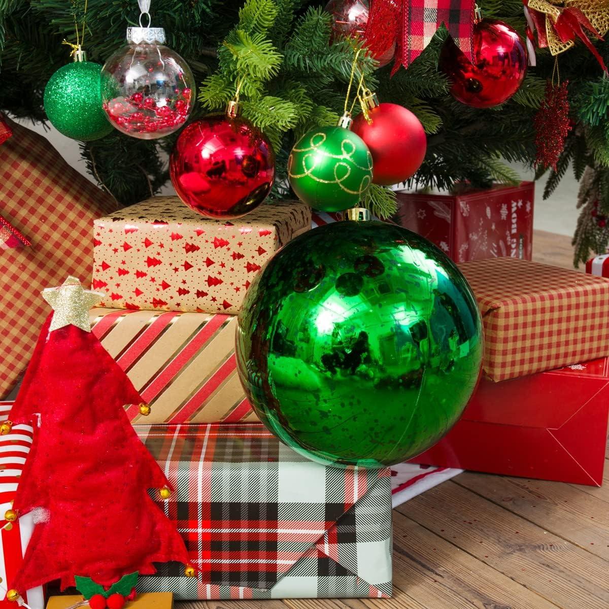 XmasExp 4in Large Christmas Ornaments Christmas Ball Ornaments Giant Tree Decoration Shatterproof Decorative Hanging Balls for Holiday Party Decor (Silver,4pcs)