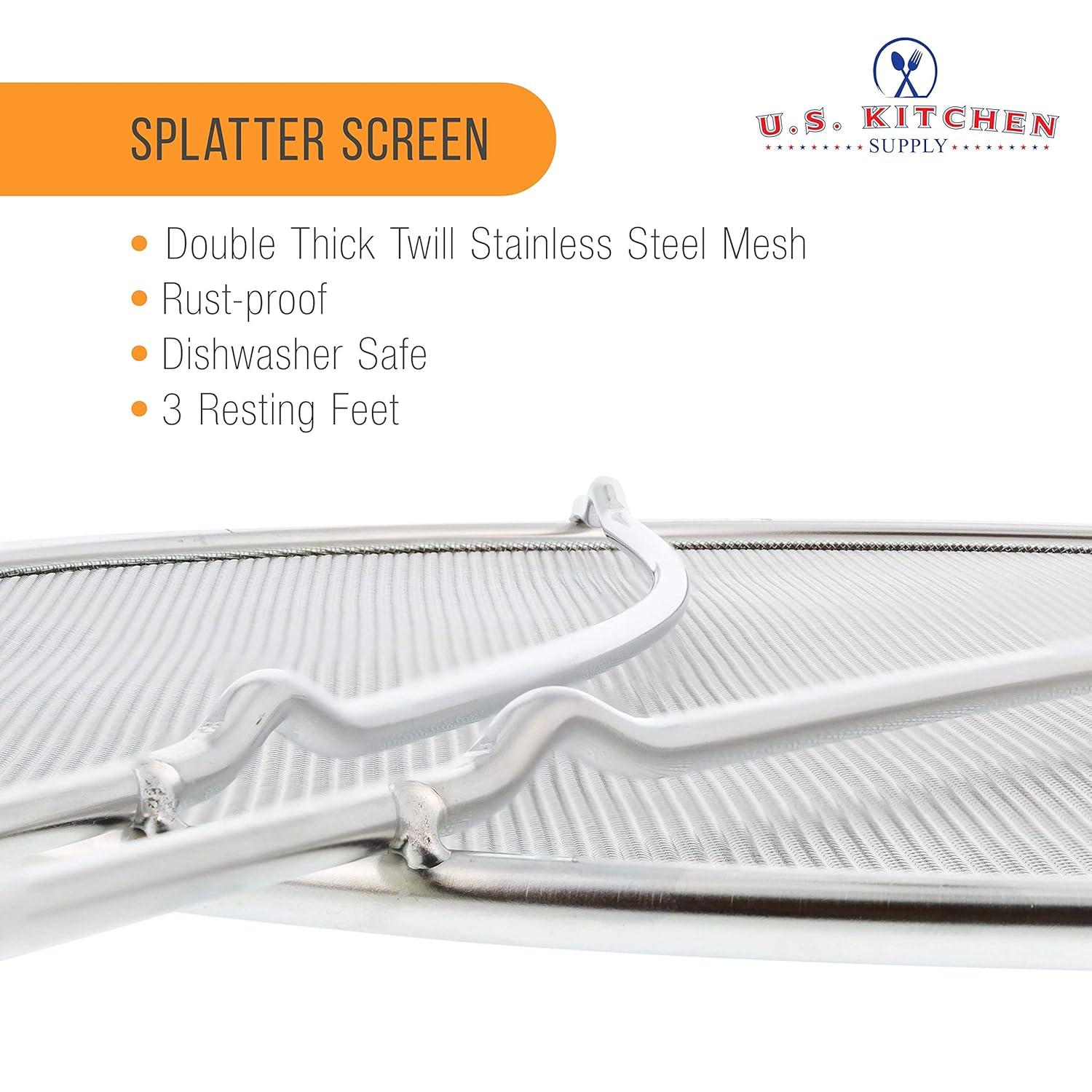 13" Stainless Steel Fine Mesh Splatter Screen with Resting Feet