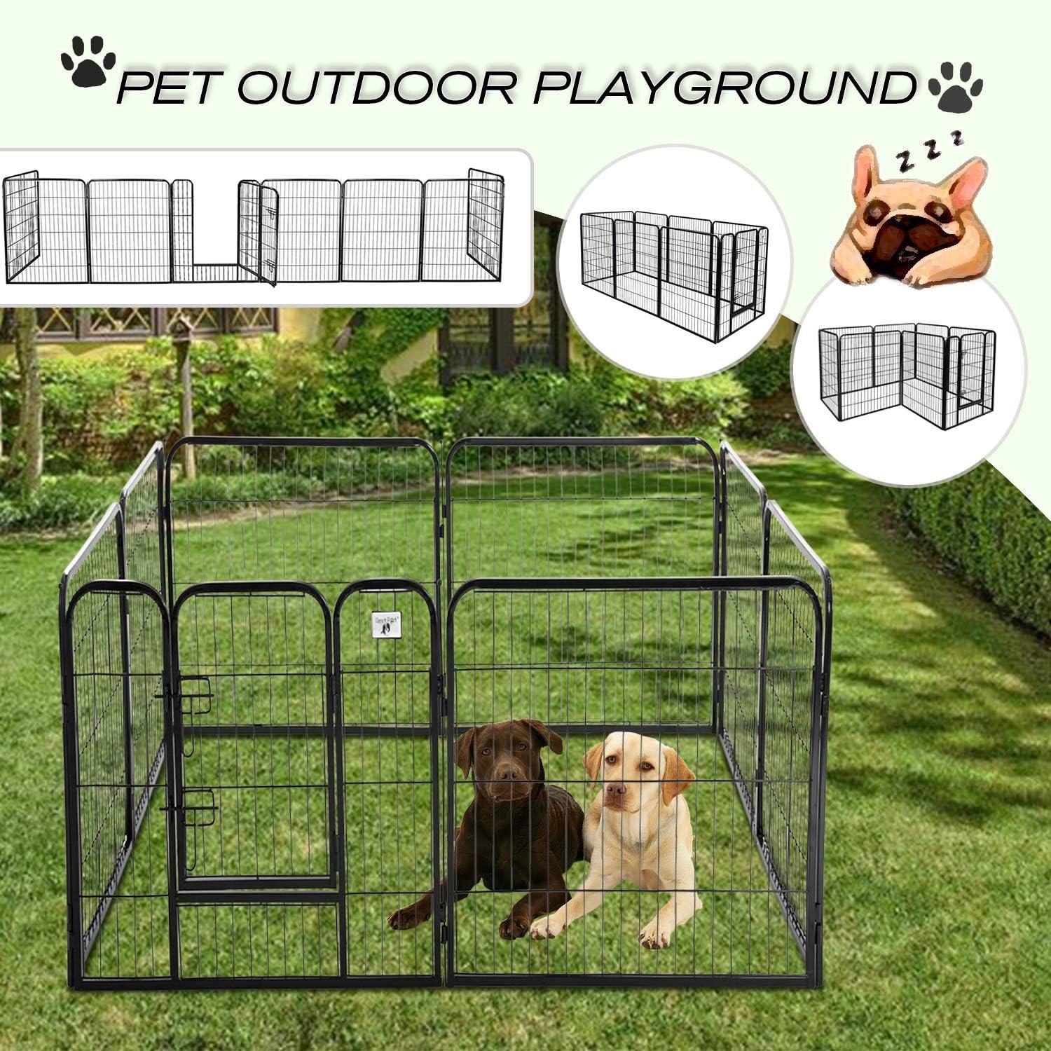 Magshion 8 Panels 40" Height Pet Playpen, Dog Fence for Medium and Large Dogs, Metal Dog Exercise Pen with Doors for Indoor, Outdoor, Black