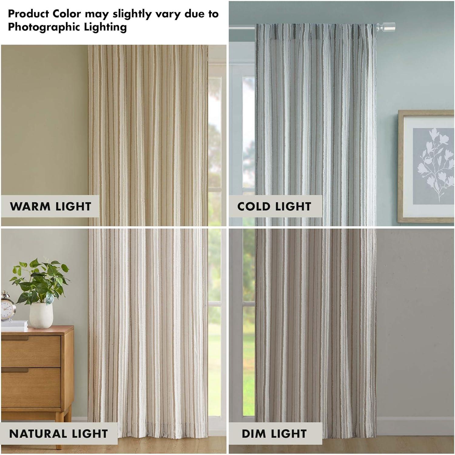 Extended Nude Textured Polyester Light-Filtering Drapes