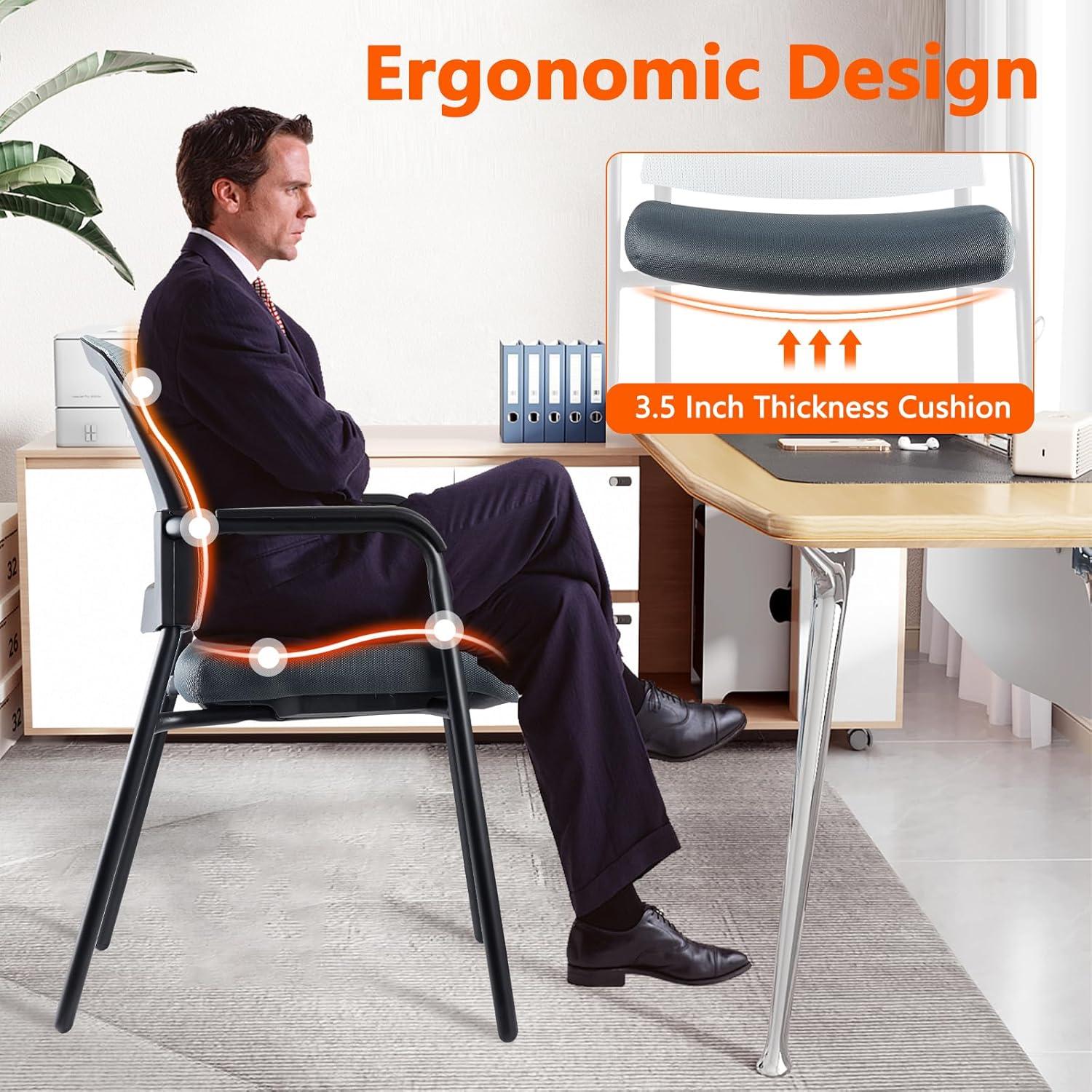 Inbox Zero Nashiya CLATINA Mesh Back 22.2" W Stackable Seat Waiting Room Chair with Metal Frame