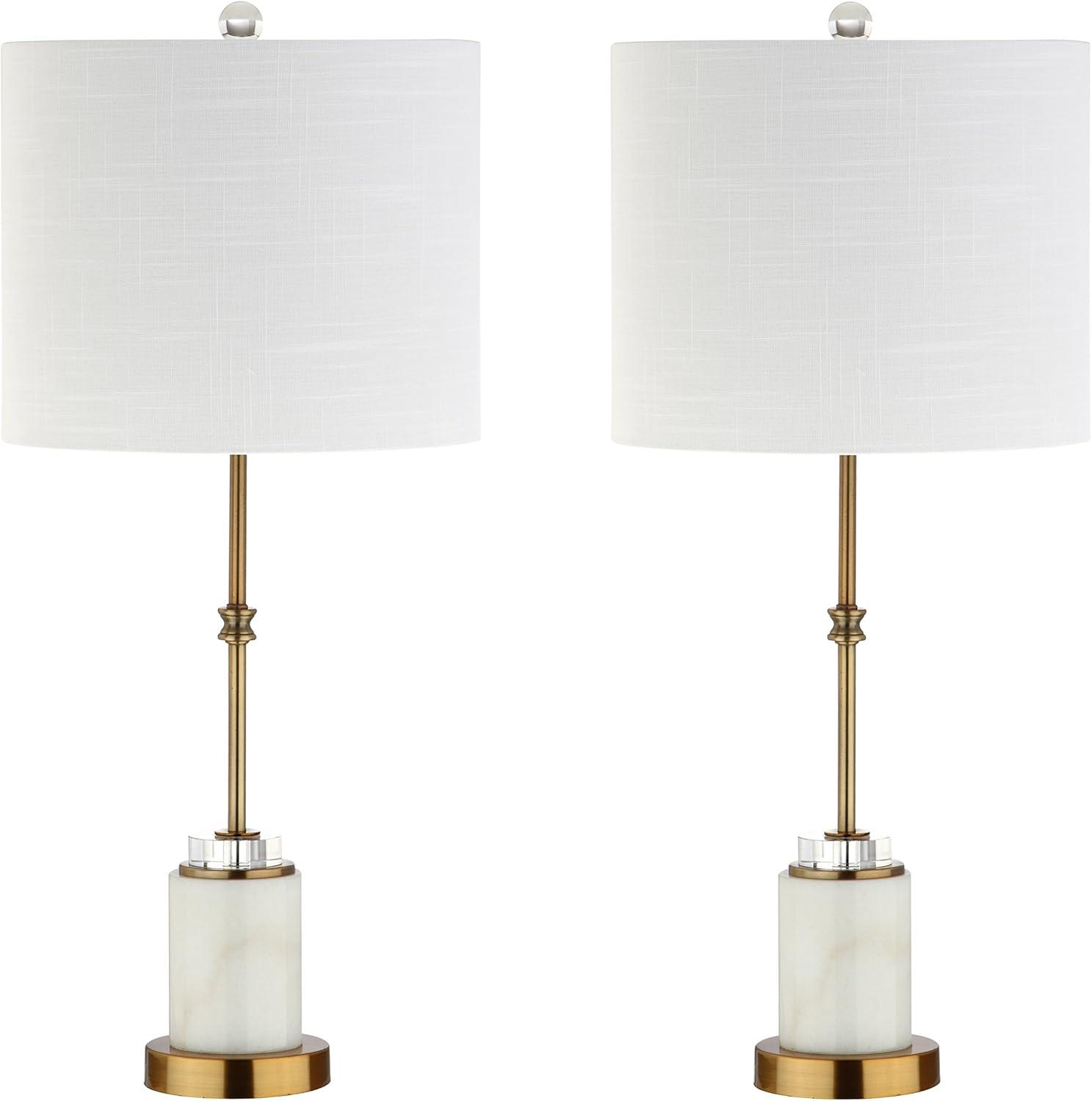 Harper 27" Marble/Crystal LED Table Lamp, Brass (Set of 2)