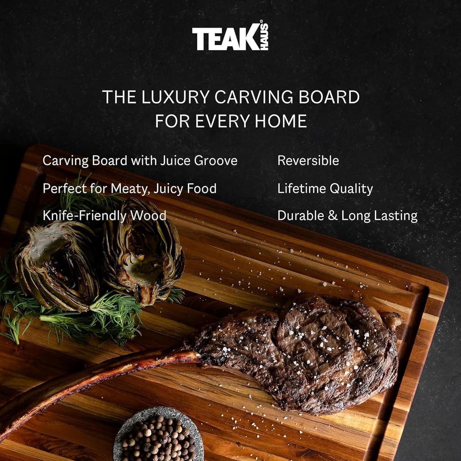 Teak Rectangular Cutting Board with Juice Groove