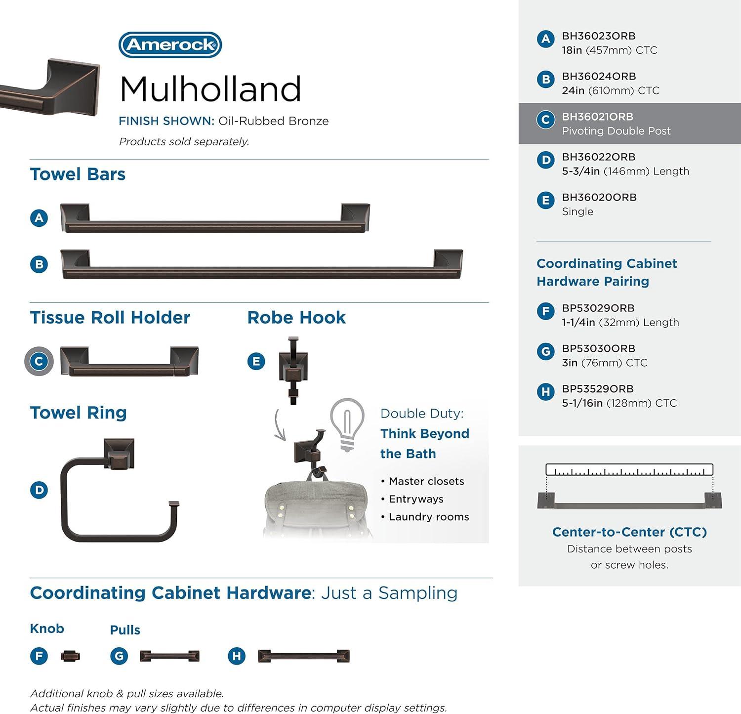 Amerock Mulholland Wall Mounted Pivoting Double Post Toilet Paper Holder